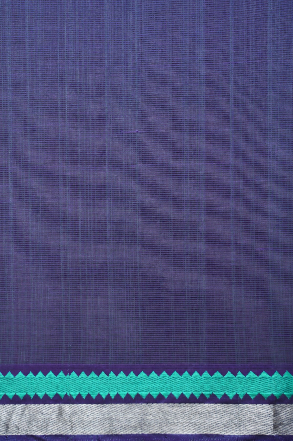 Royal Purple Mangalagiri Silk Cotton Saree with blue and Silver Zari Border