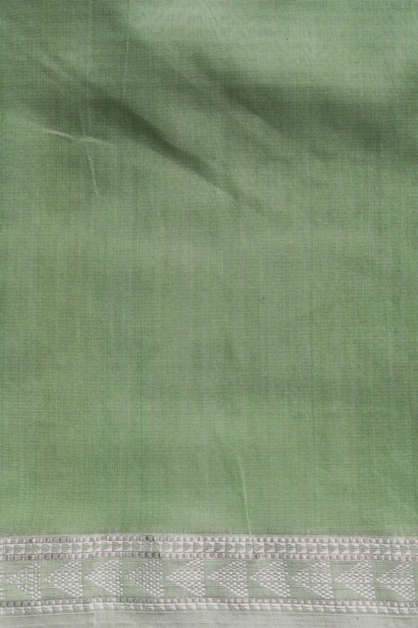 Green Silk Cotton with Triangle Jala Border Saree