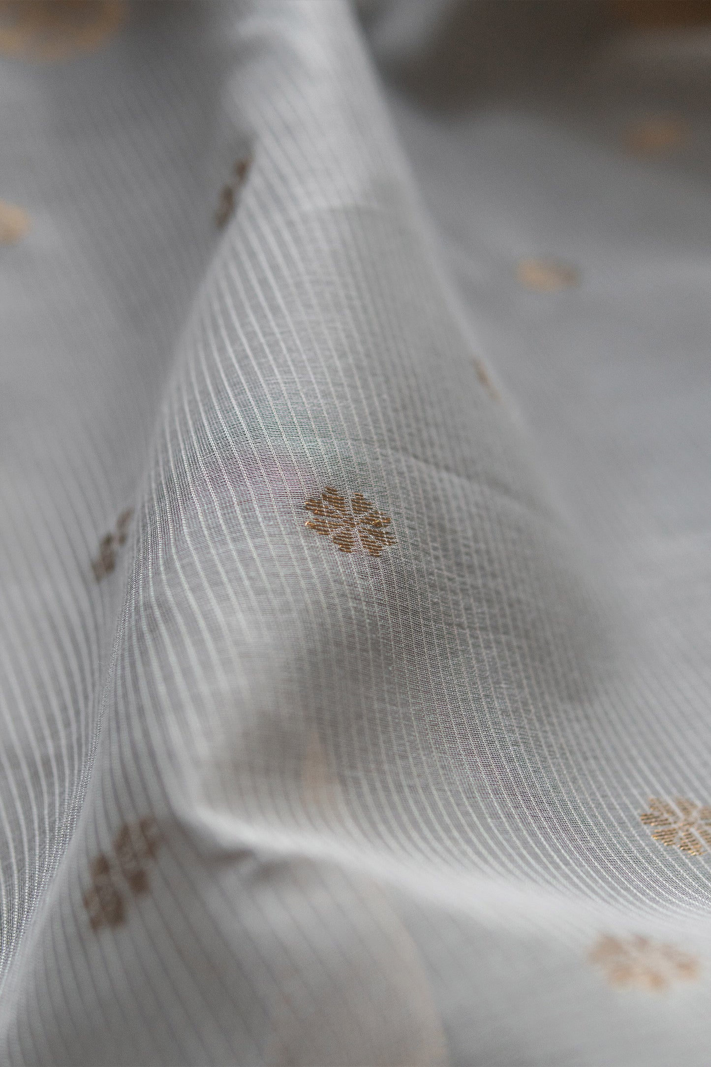 Grey Silk Mercerised Cotton with Geometric motif Saree