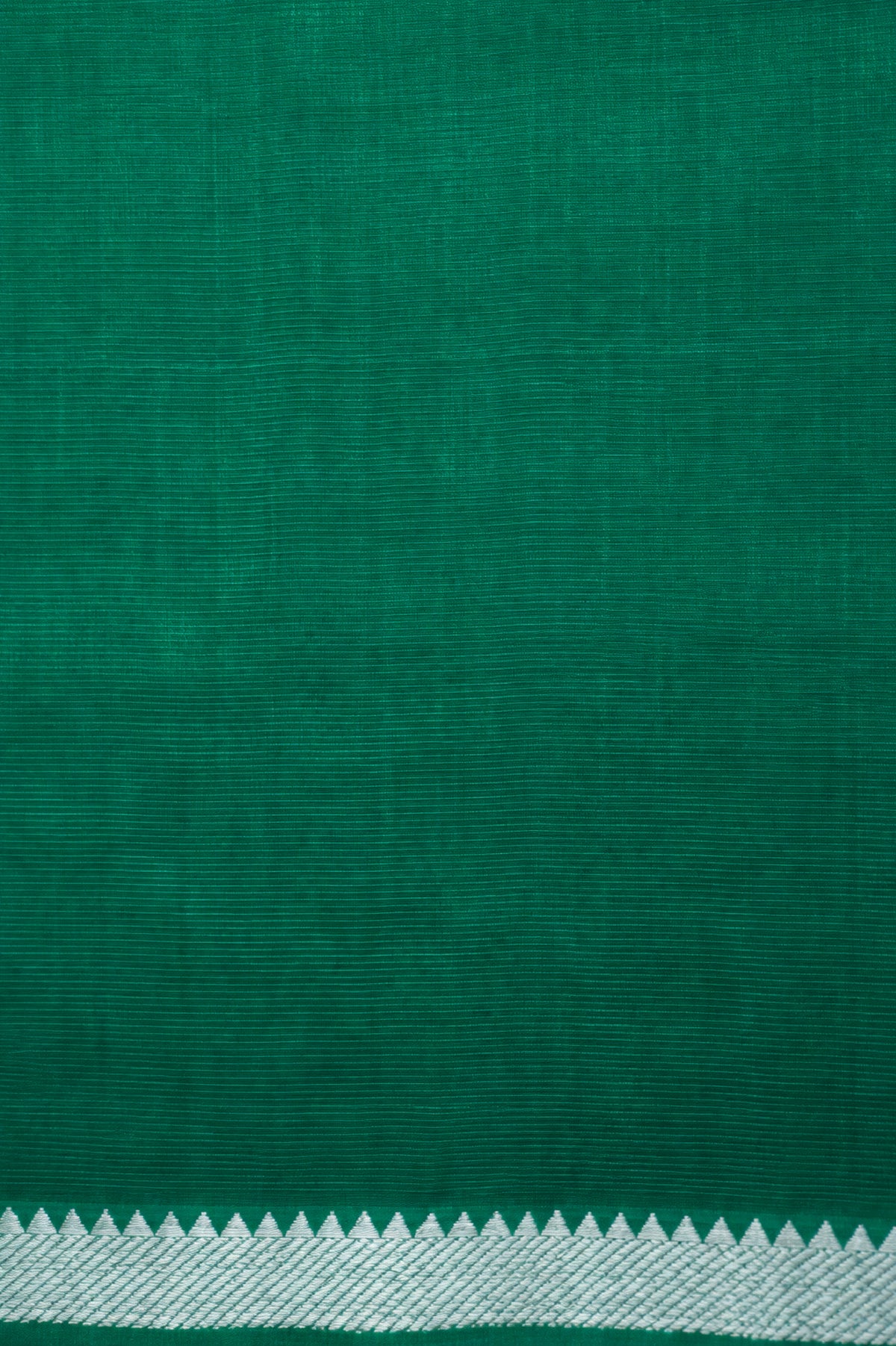 Emerald Green Mangalagiri Silk Cotton Saree with Silver Zari Border