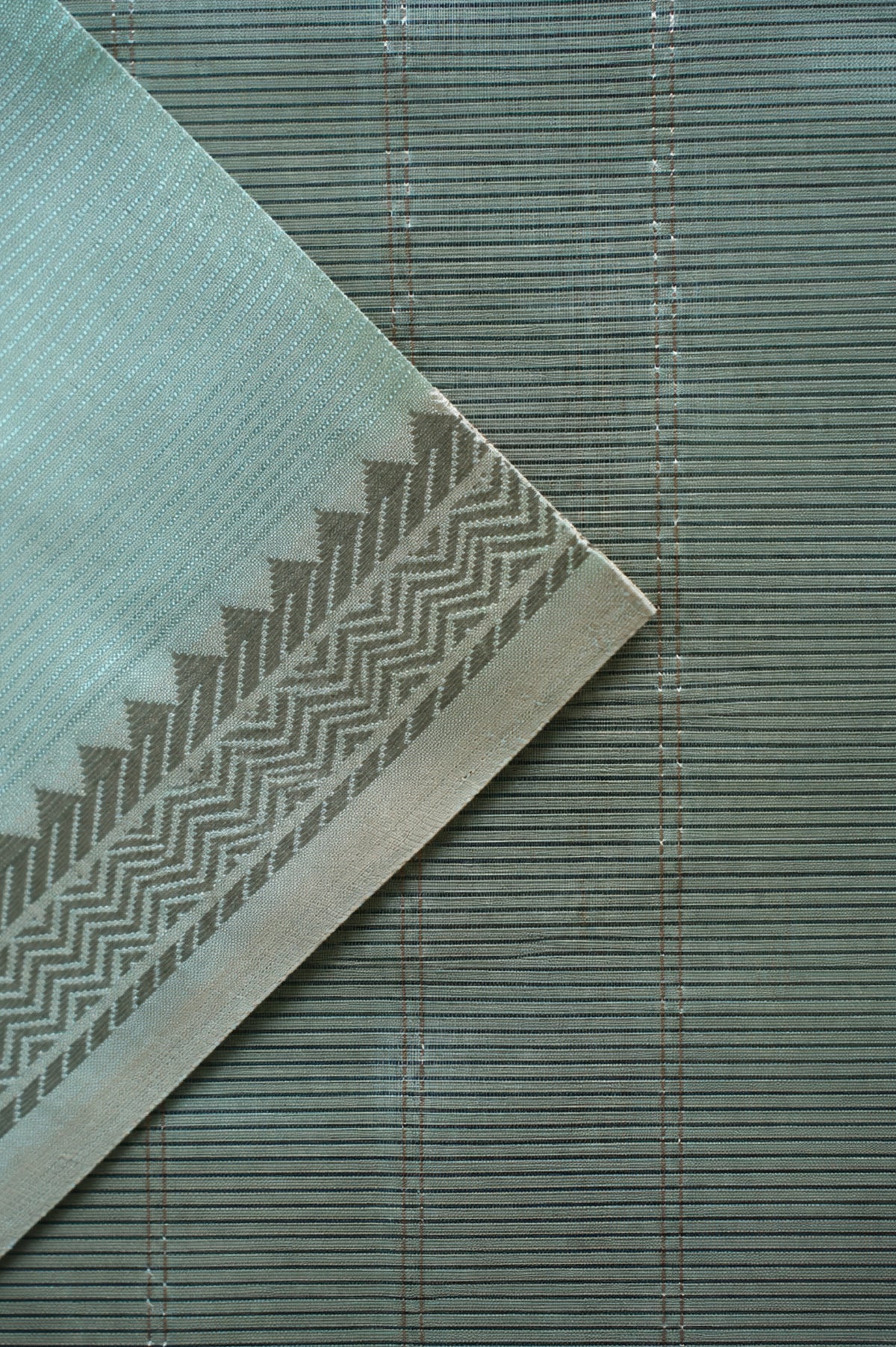 Pastel Sage Green Mangalagiri Silk Cotton Saree with Broad Silver Zari Border