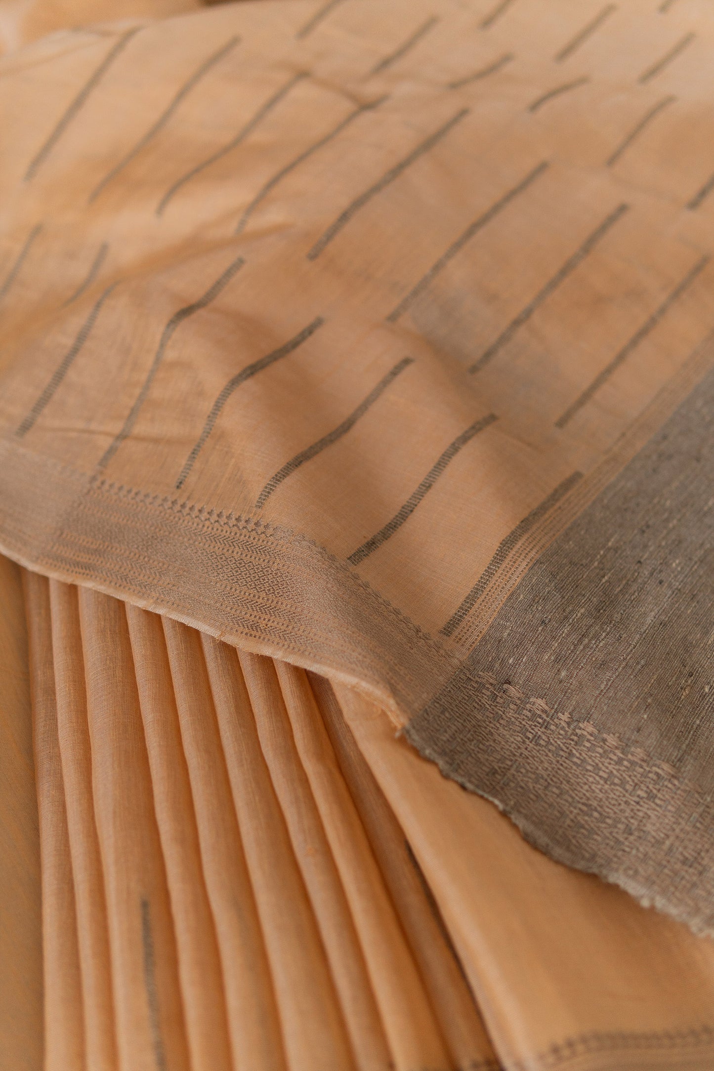 Light Brown Silk Khadi Saree with Random Khapa Striped Saree