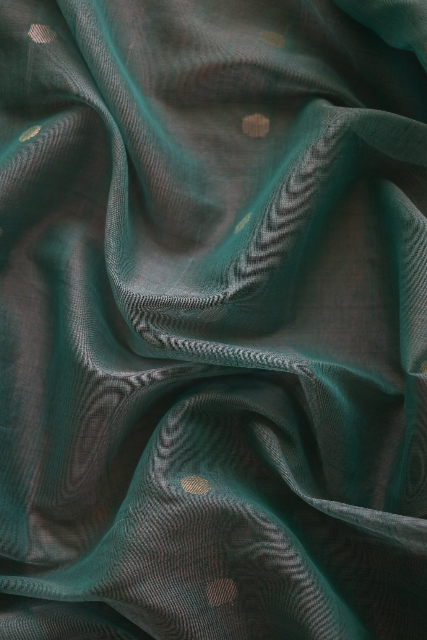 Green Silk Khadi All Over Polka Bengal Jala Pallu Saree