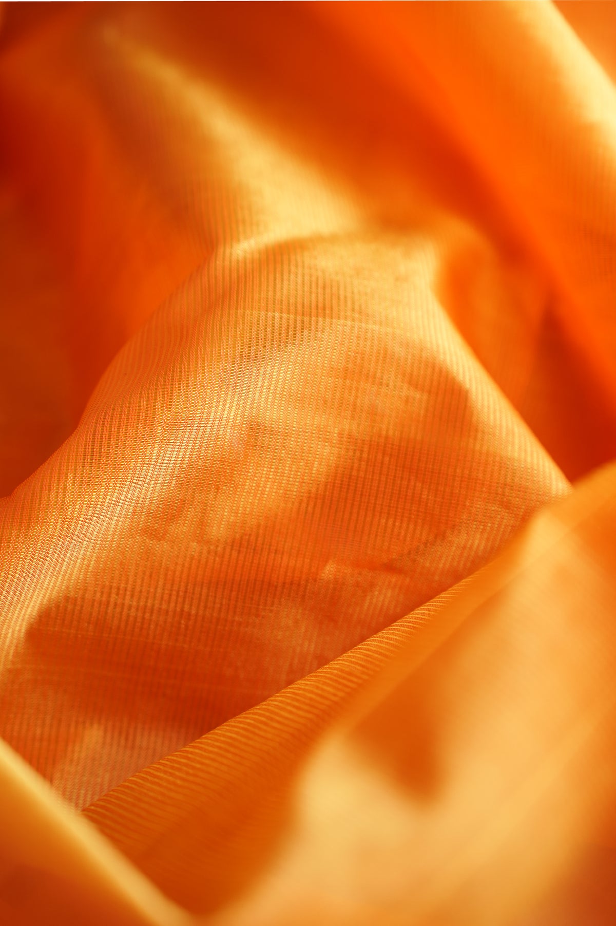 Fanta Orange Mangalagiri Silk Cotton with Silver Zari Border