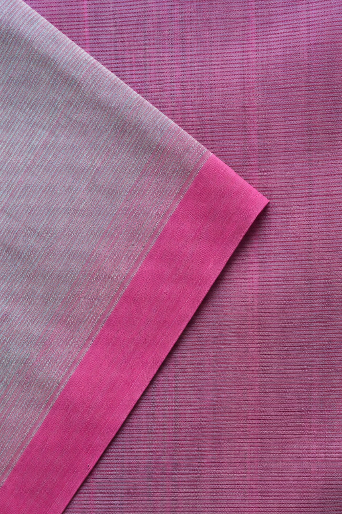 Pastel Mint Green Mangalagiri Silk Cotton Saree with Pink Border and Contrasting Pink Pallu