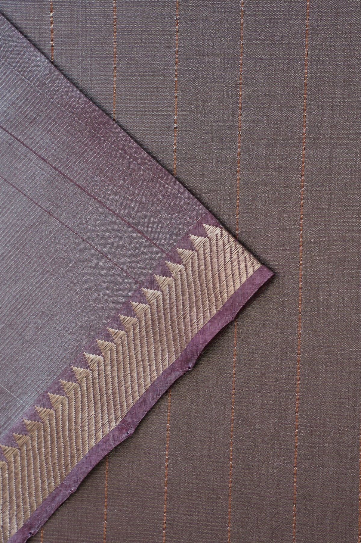 Slate Grey Mangalagiri Silk Cotton Saree with Silver Zari Border