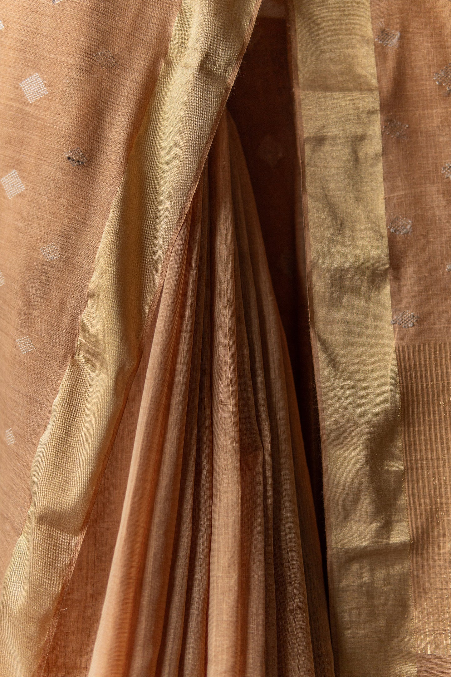 Sandal Tussar Silk Khadi with Diamond Motif Saree