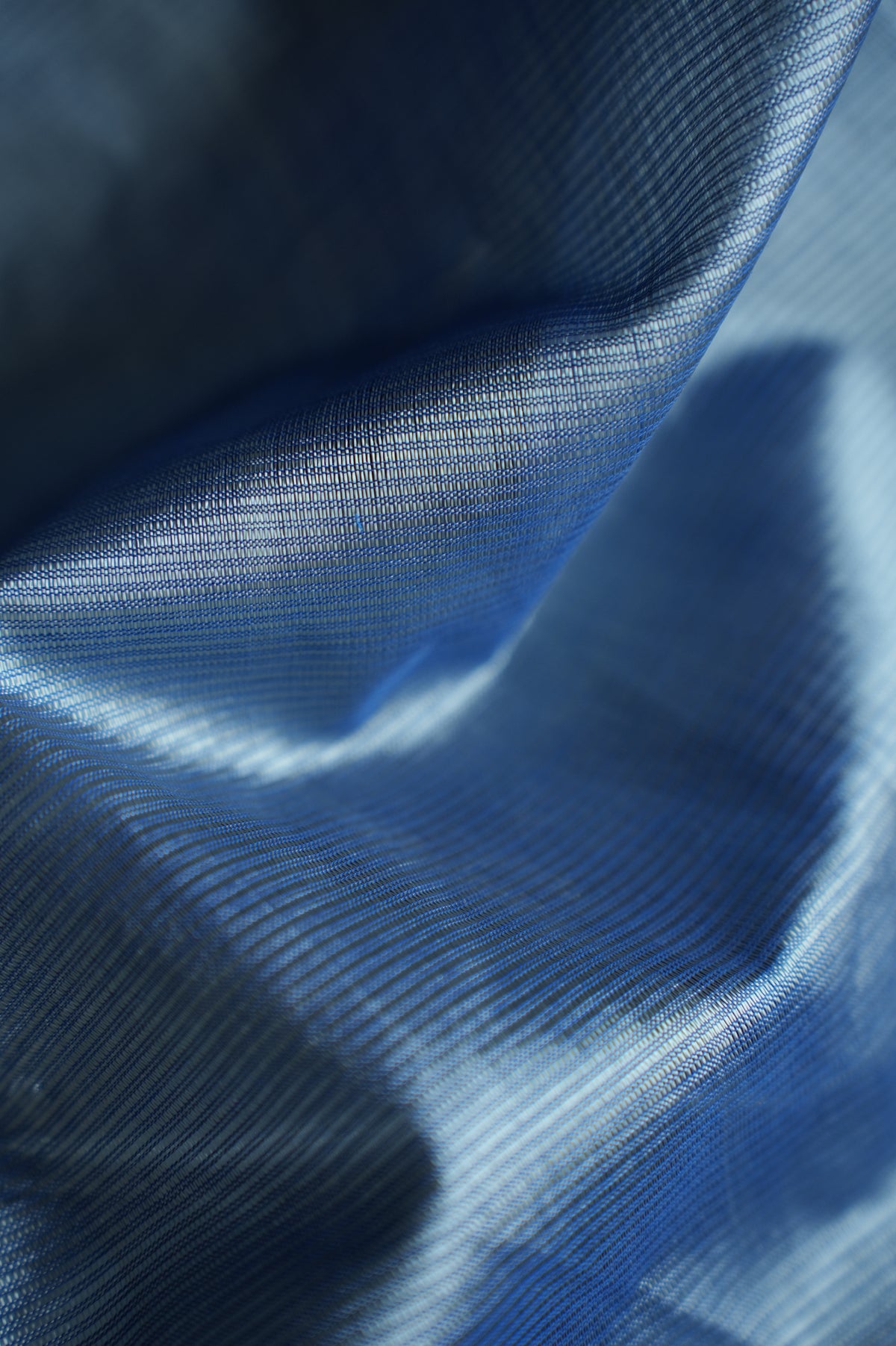Slate Blue Mangalagiri Silk Cotton Saree with Silver Zari Border and Royal Blue Pallu