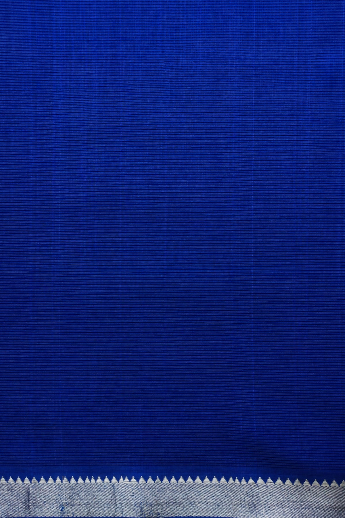 Slate Blue Mangalagiri Silk Cotton Saree with Silver Zari Border and Royal Blue Pallu