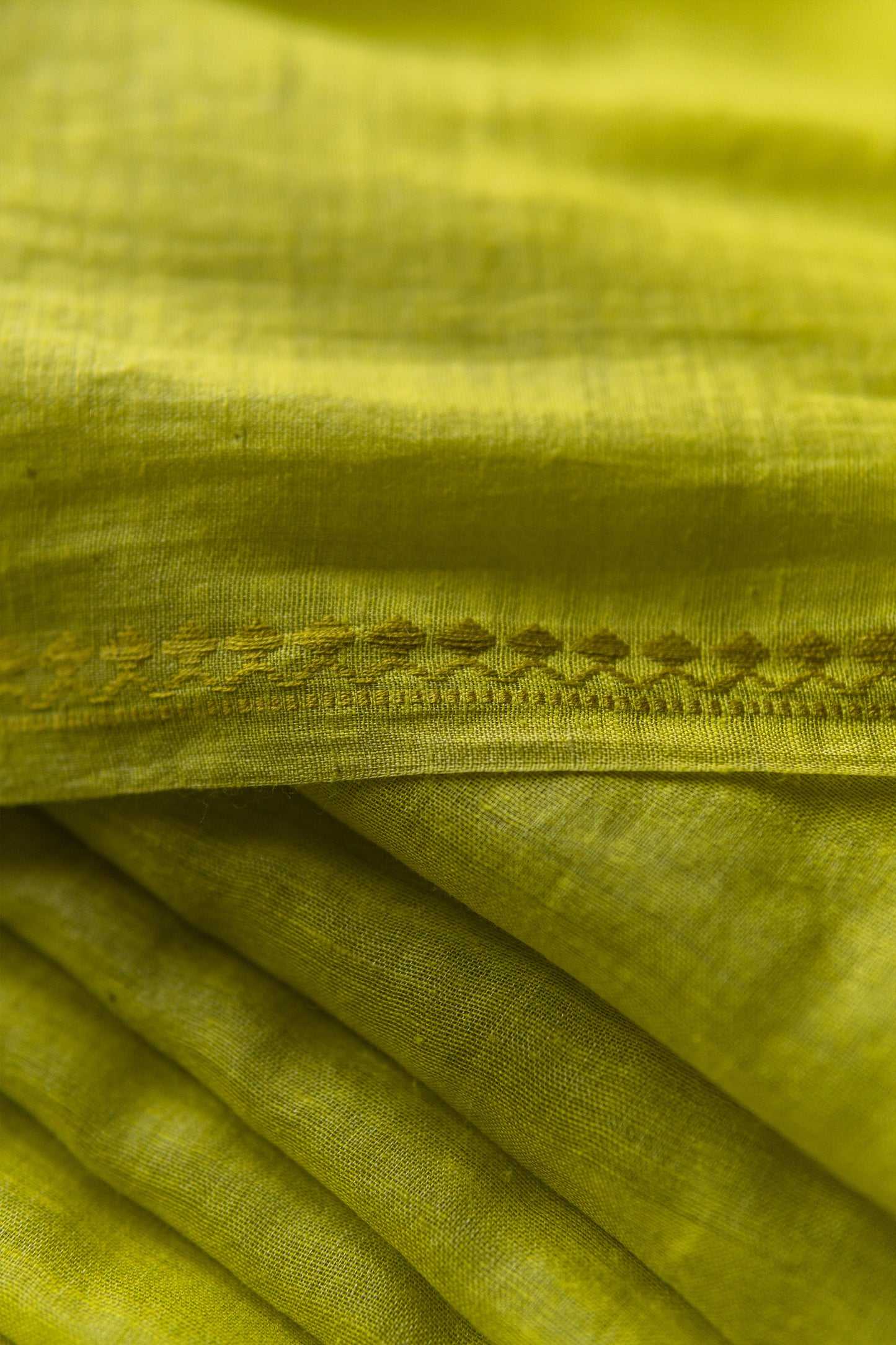 Lemon Green Tussar Silk with Small Zari Border Saree