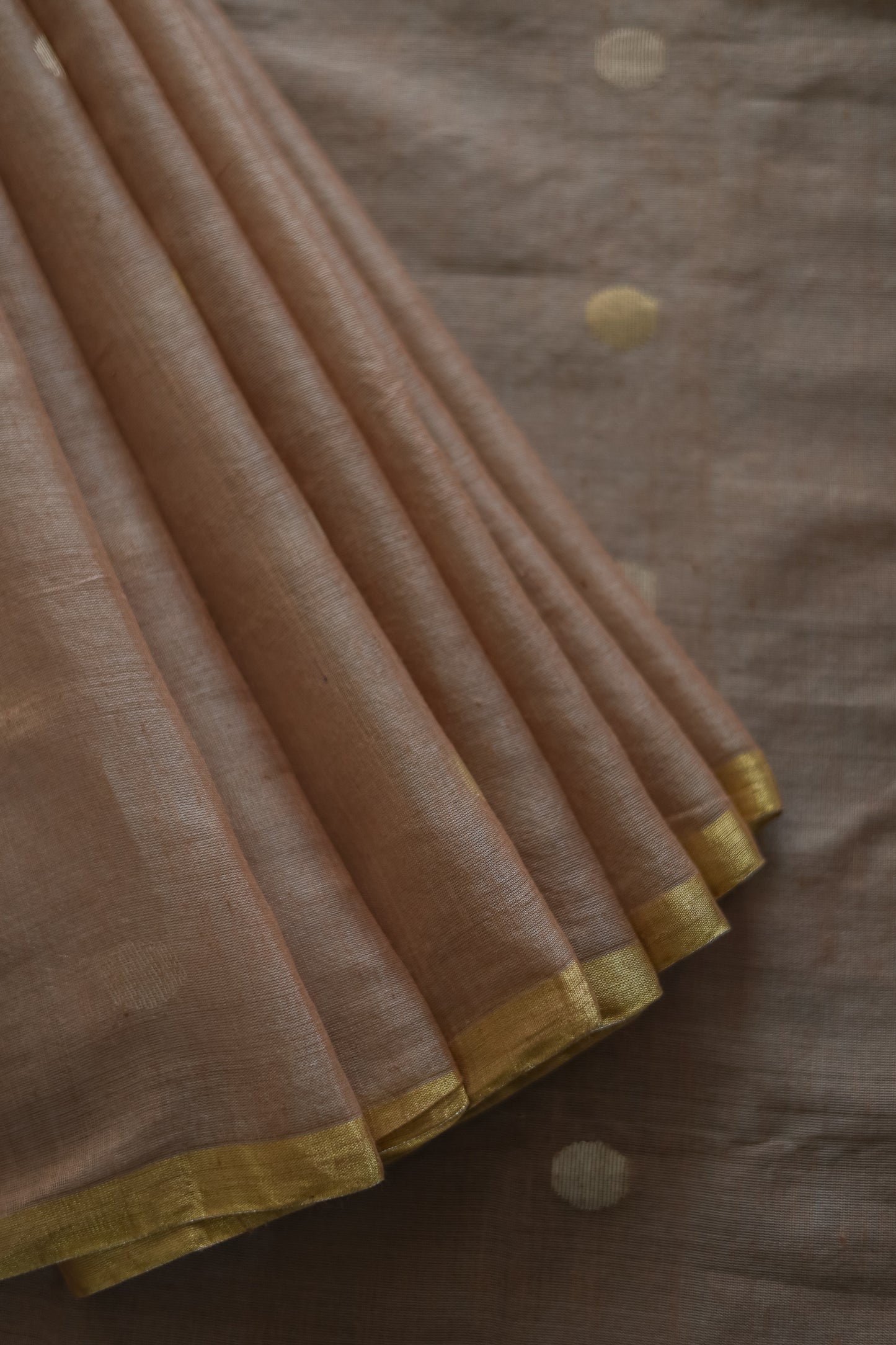 Mauve Silk Khadi All Over Polka Bengal Jala Pallu Saree