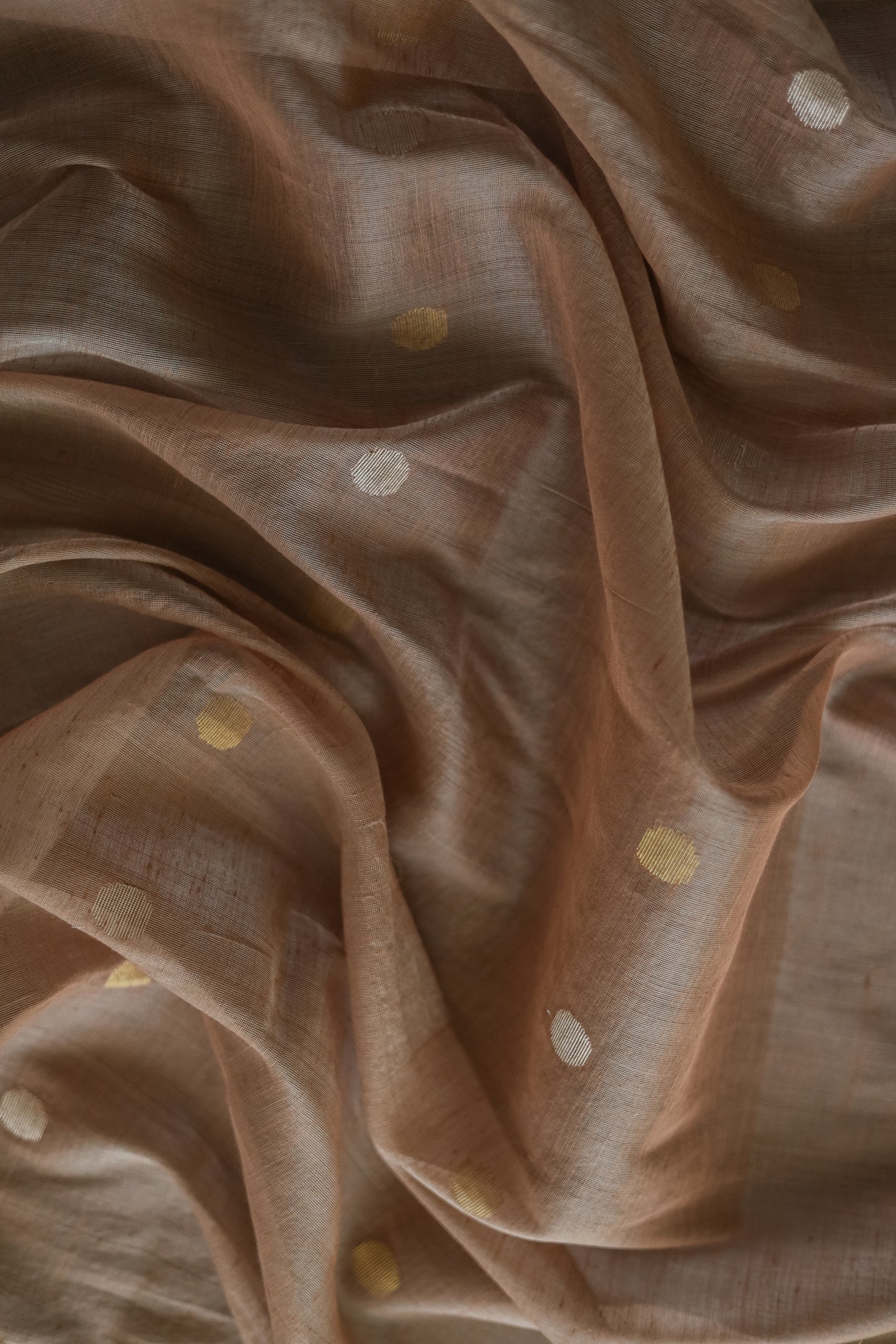 Mauve Silk Khadi All Over Polka Bengal Jala Pallu Saree