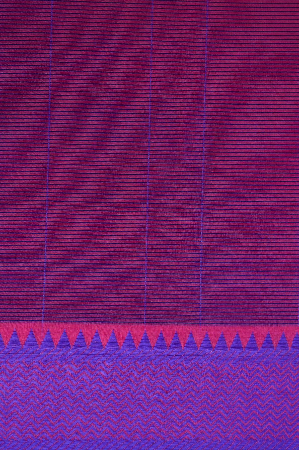 Bright Pink Mangalagiri Silk Cotton with Violet thread border saree