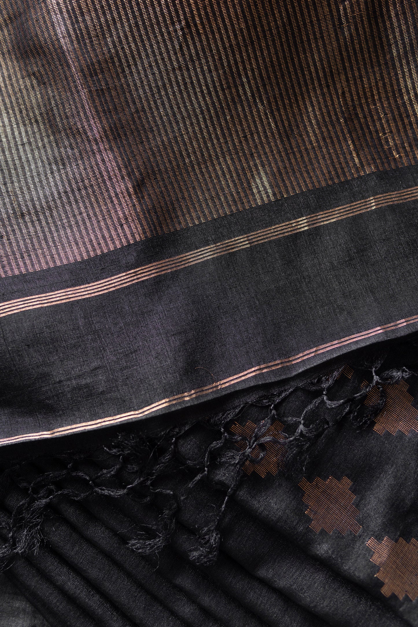 Black Khadi Silk with Geometric Motif all over the Body Saree