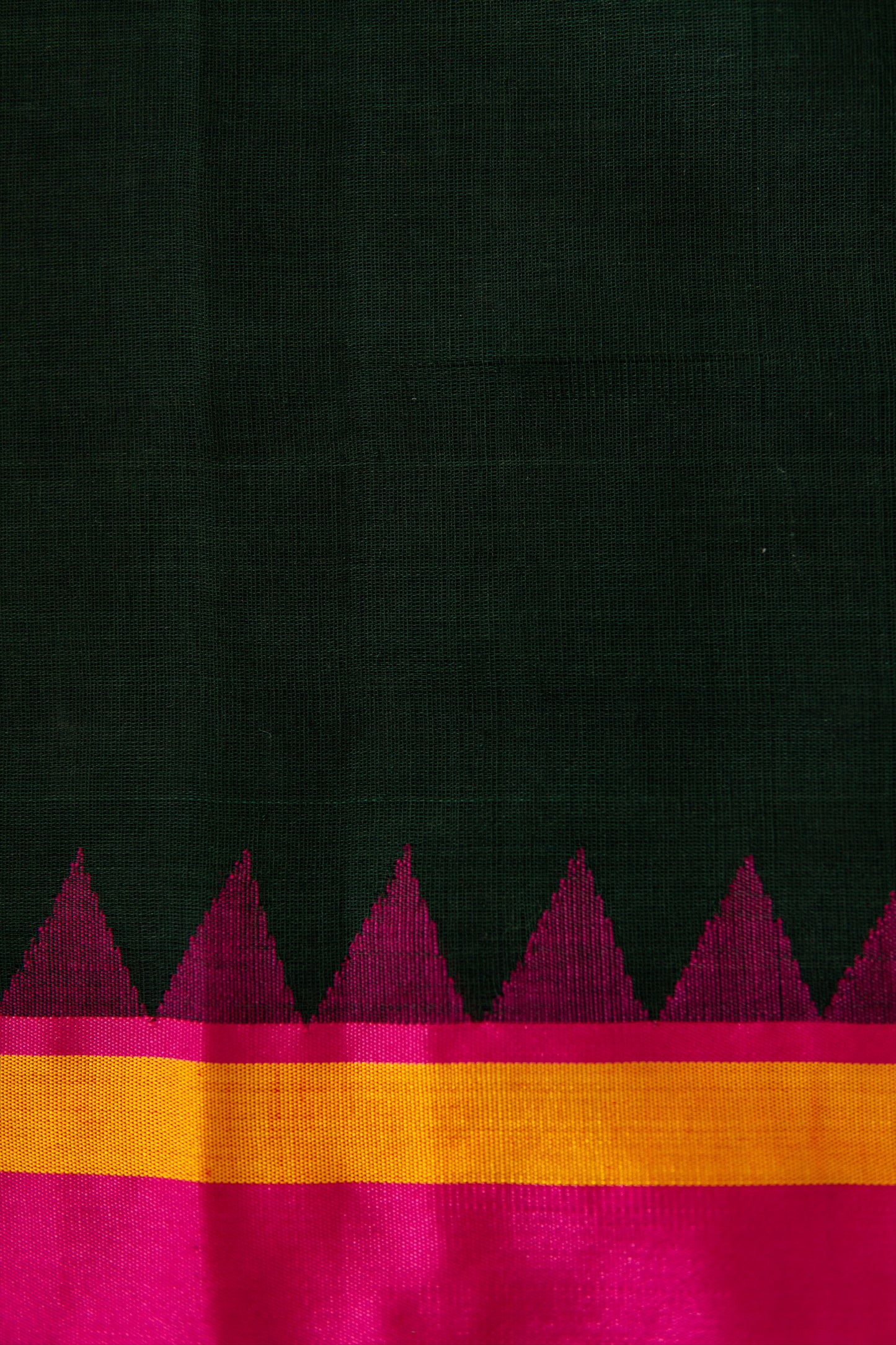 Green Khadi Plain Body with Pink Silk Border Saree