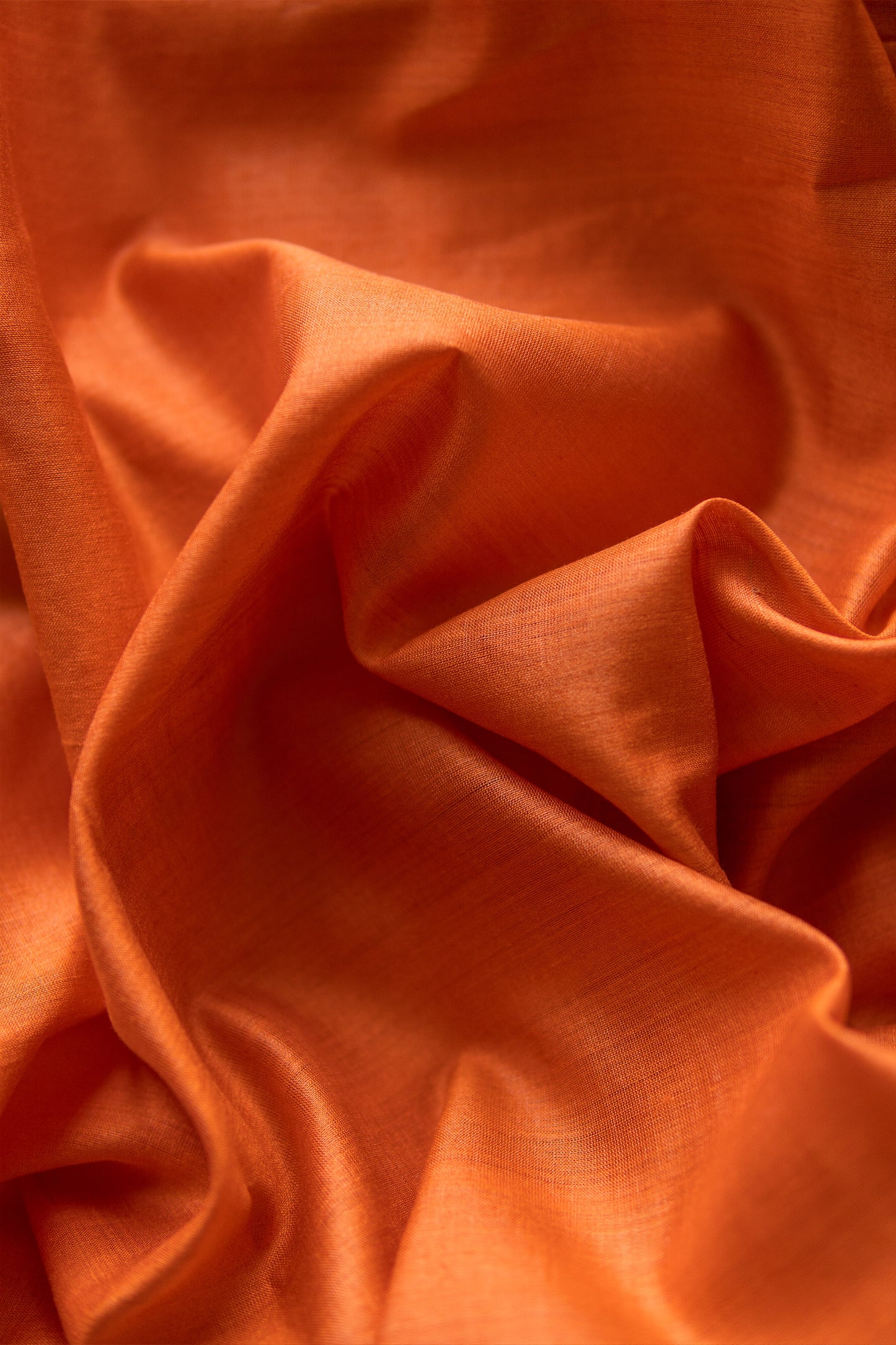 Orange Tussar Silk Plain Body with Moonga Doddy Border Saree