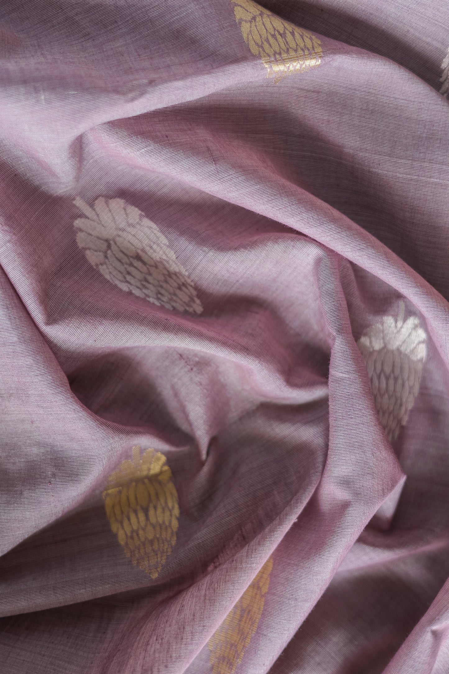 Light Purple Khadi All over Flower Motif Saree