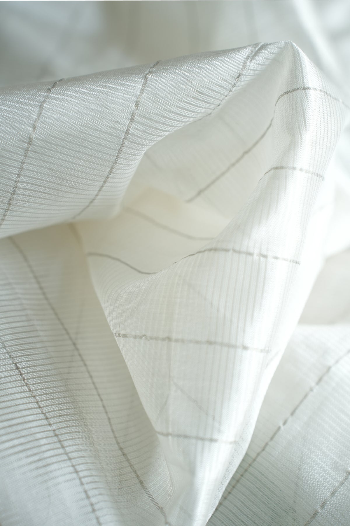 Half White Green Striped Mangalagiri Silk Cotton  with Faded Green Border Saree
