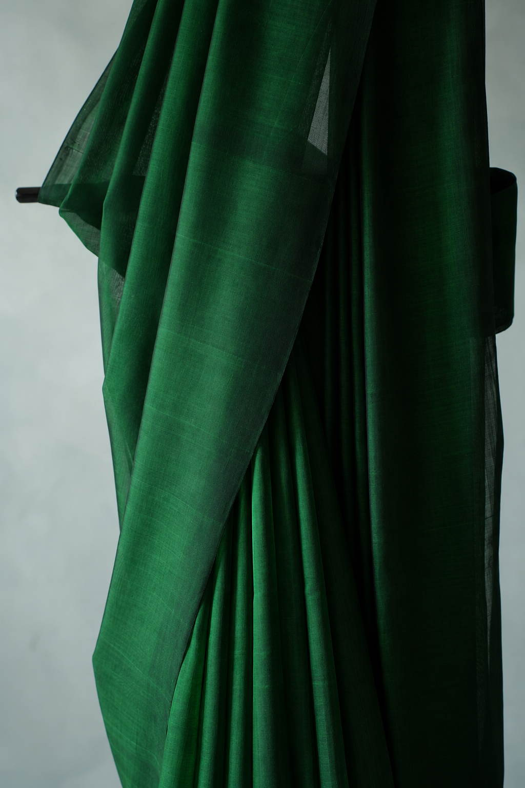 Emerald Green Plain Mangalagiri Silk Cotton Saree