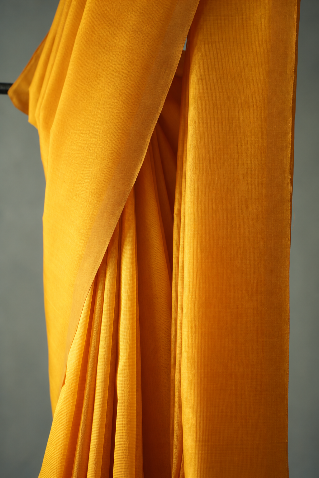 Chrome Yellow Plain Mangalagiri Silk Cotton Saree