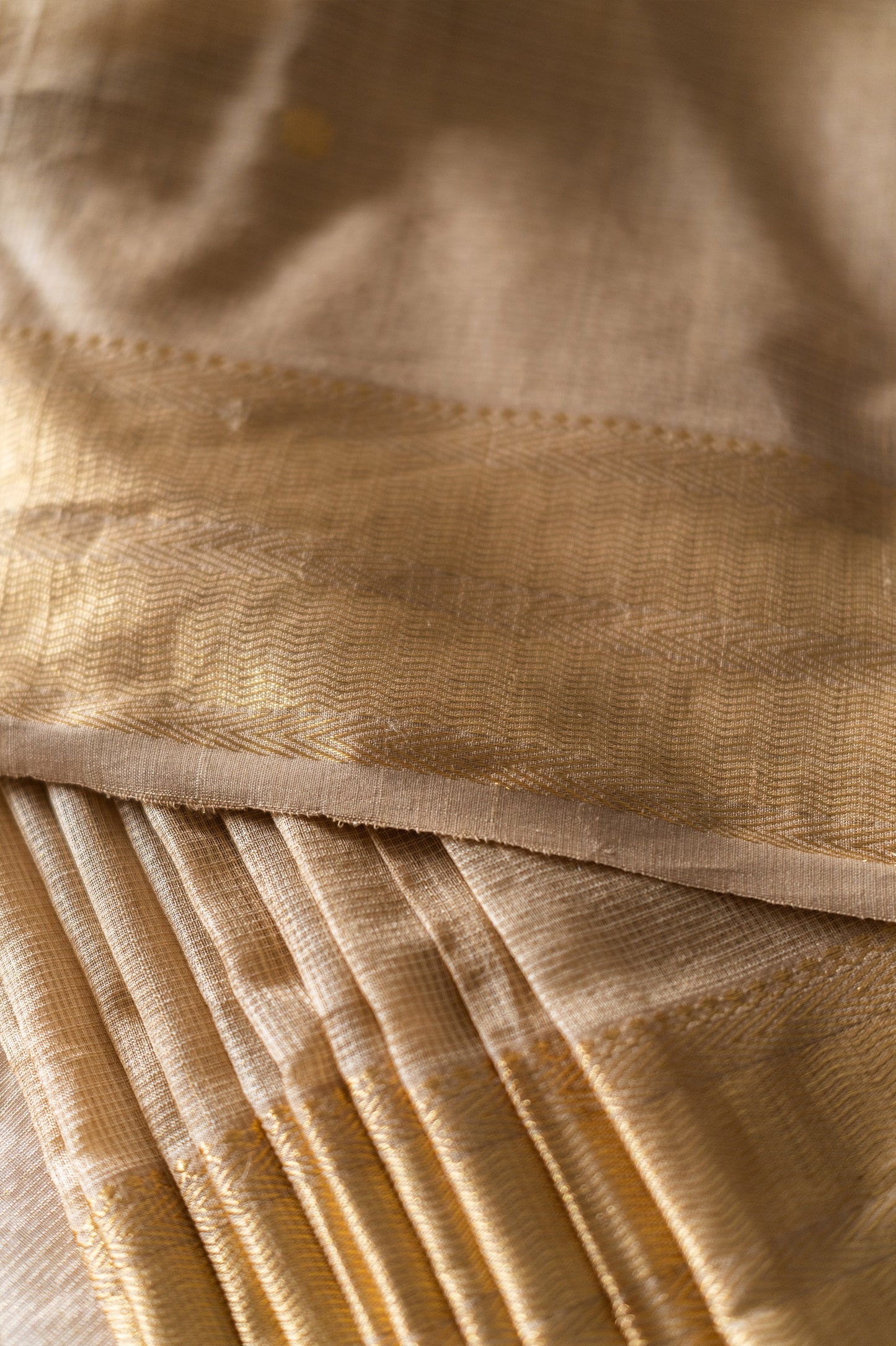 Gold Silk Cotton Saree with Zig Zag  Border Saree