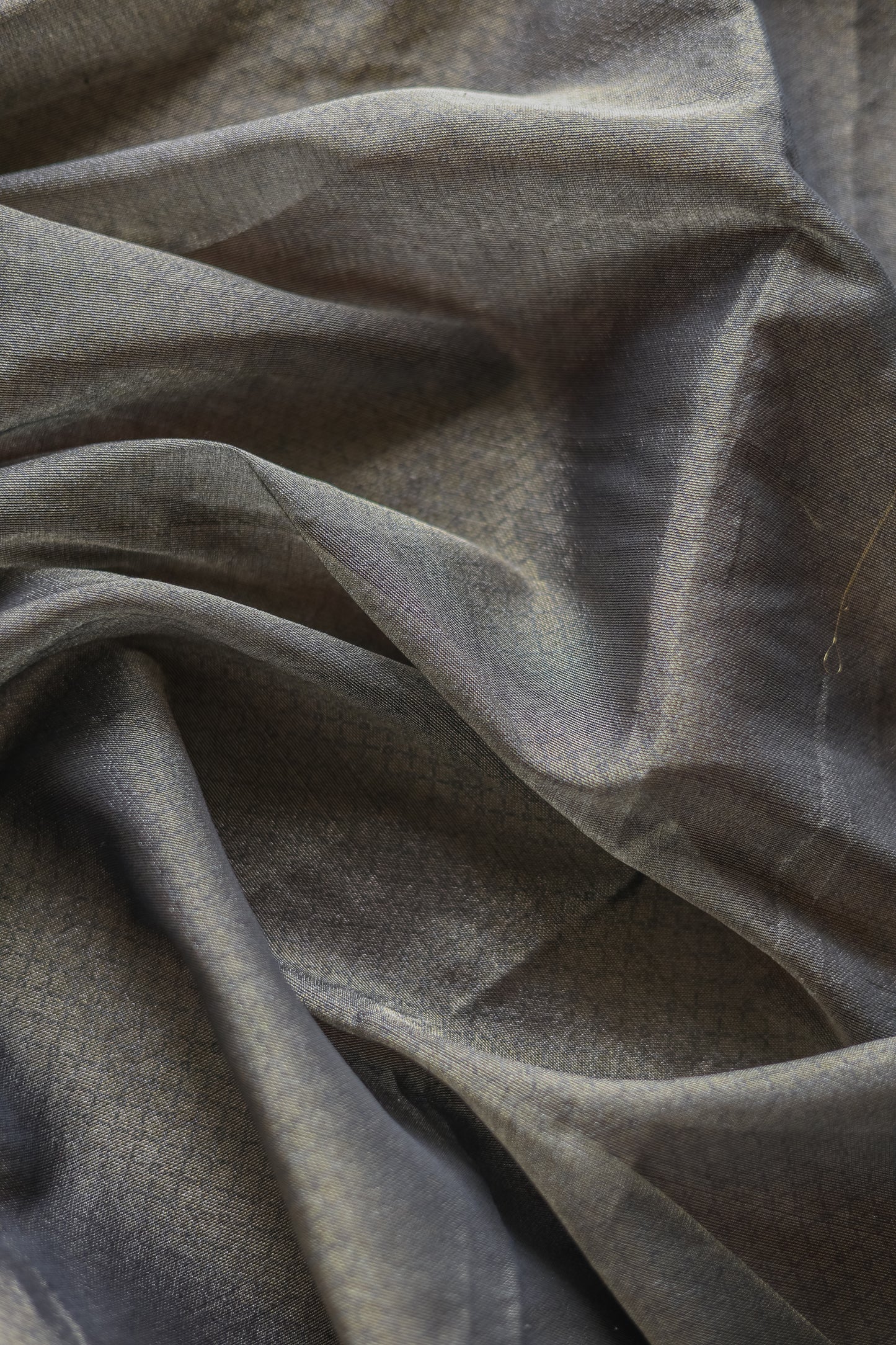 Grey Silk Cotton Tissue with Plain Border and Pallu with Diamond Motif Body Saree