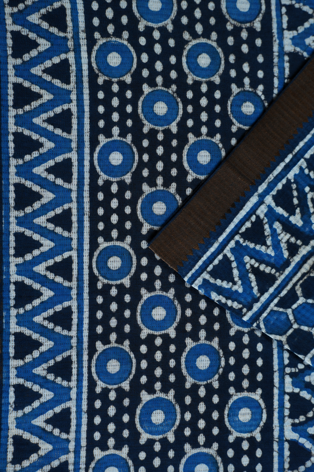 Indigo Blue Mangalagiri Cotton Saree Featuring an All Over Dabu Print