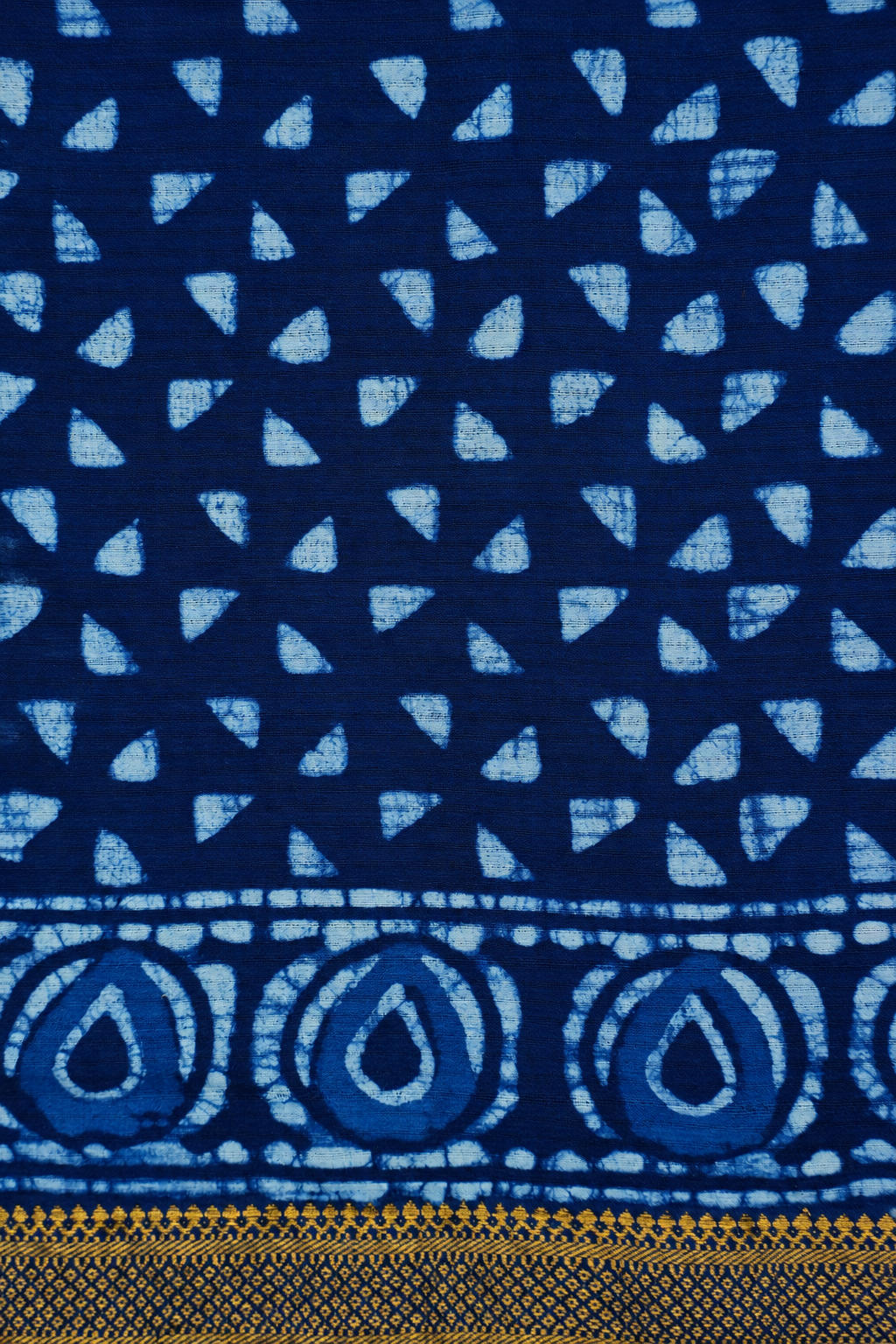 Indigo Blue Mangalagiri Cotton Saree Featuring an All Over Dabu Print