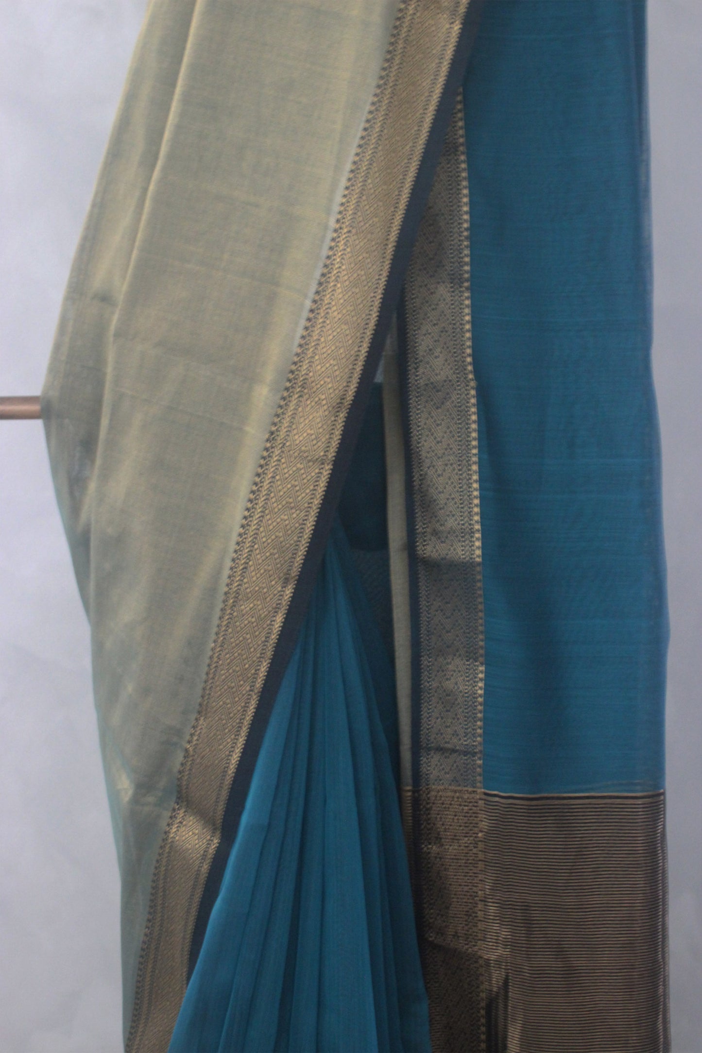 Green Silk Tissue Blended with Silk Cotton Saree