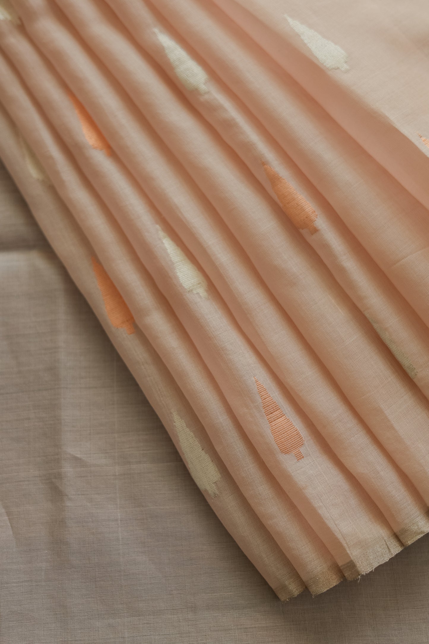 Baby Pink Silk Cotton All Over Spade Motif Saree