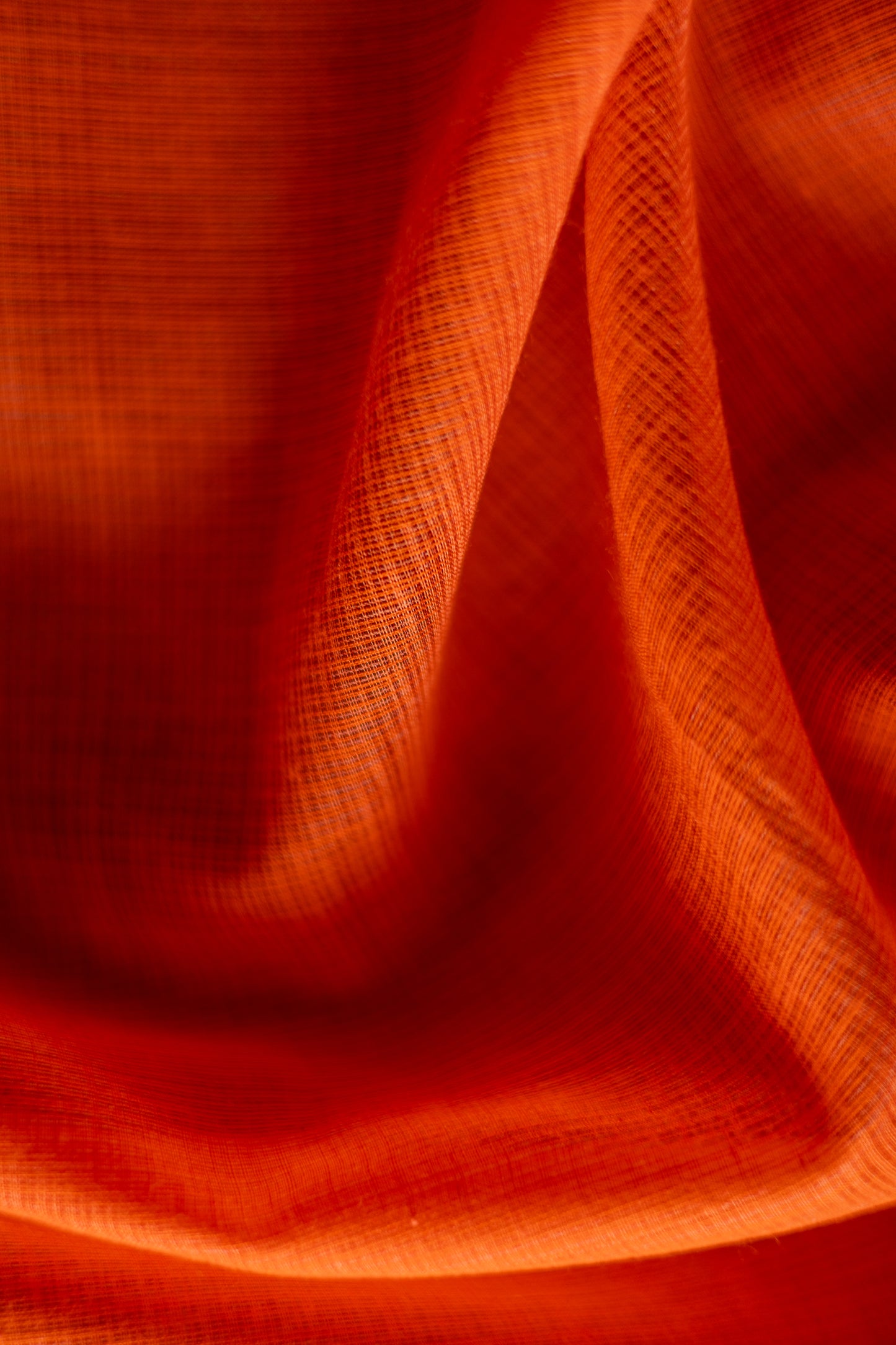 Orange Silk Cotton with Kuchi Checks and Tussar Border Saree