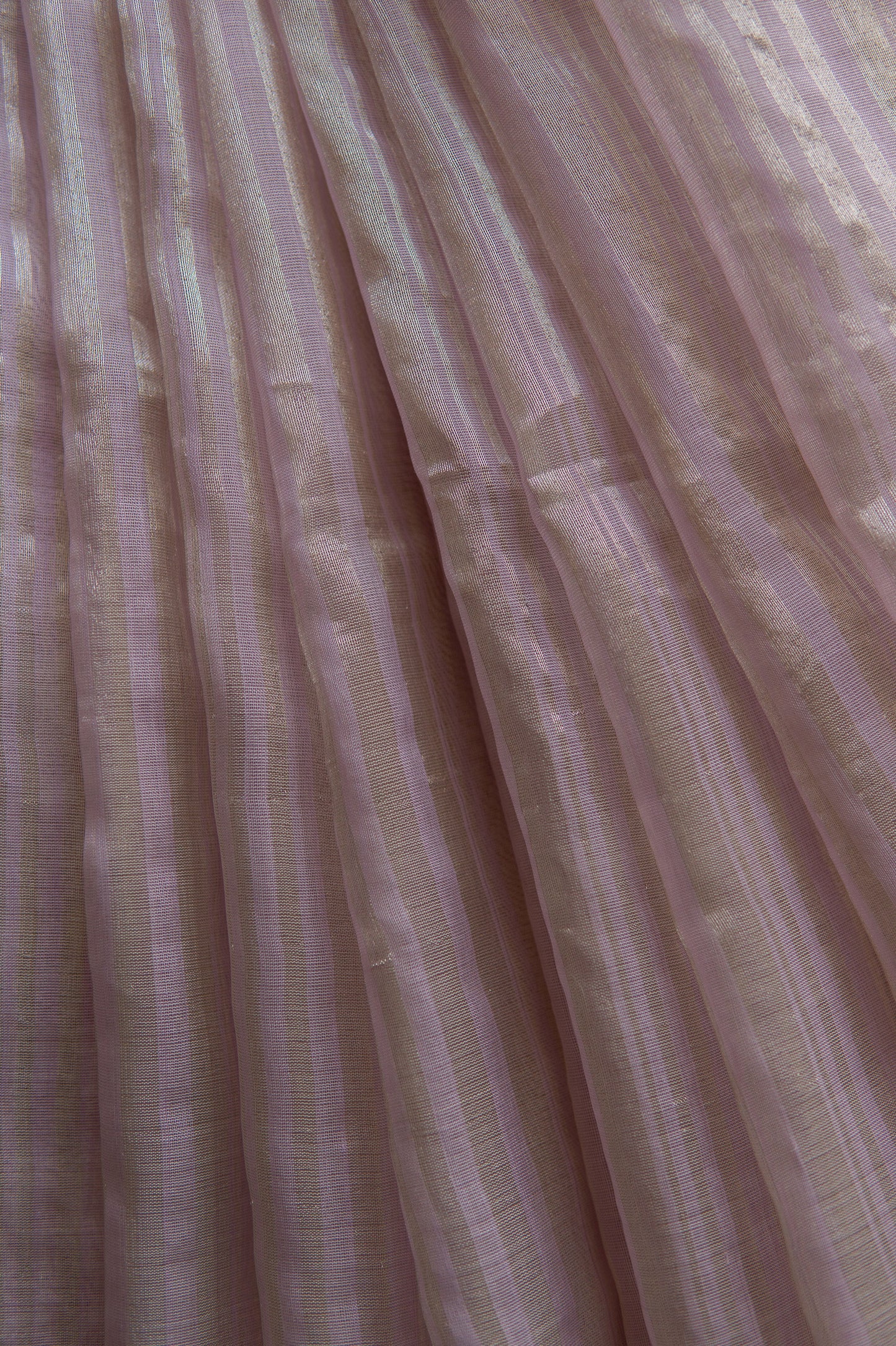 Lilac Pink silk cotton with all over stripes & plain pallu saree