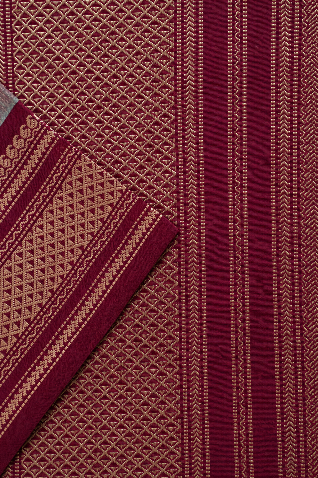 Mint Green Grey Kanchi Cotton with Maroon Border Saree