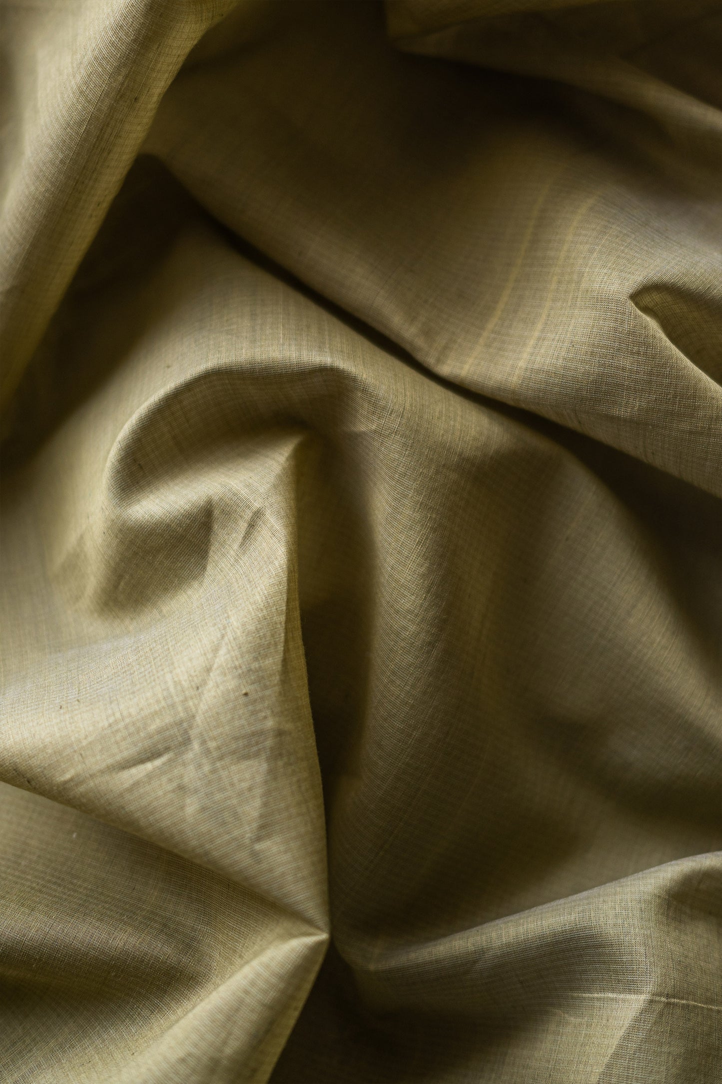 Olive Green silk khadi saree with self stripes & Zari border Saree