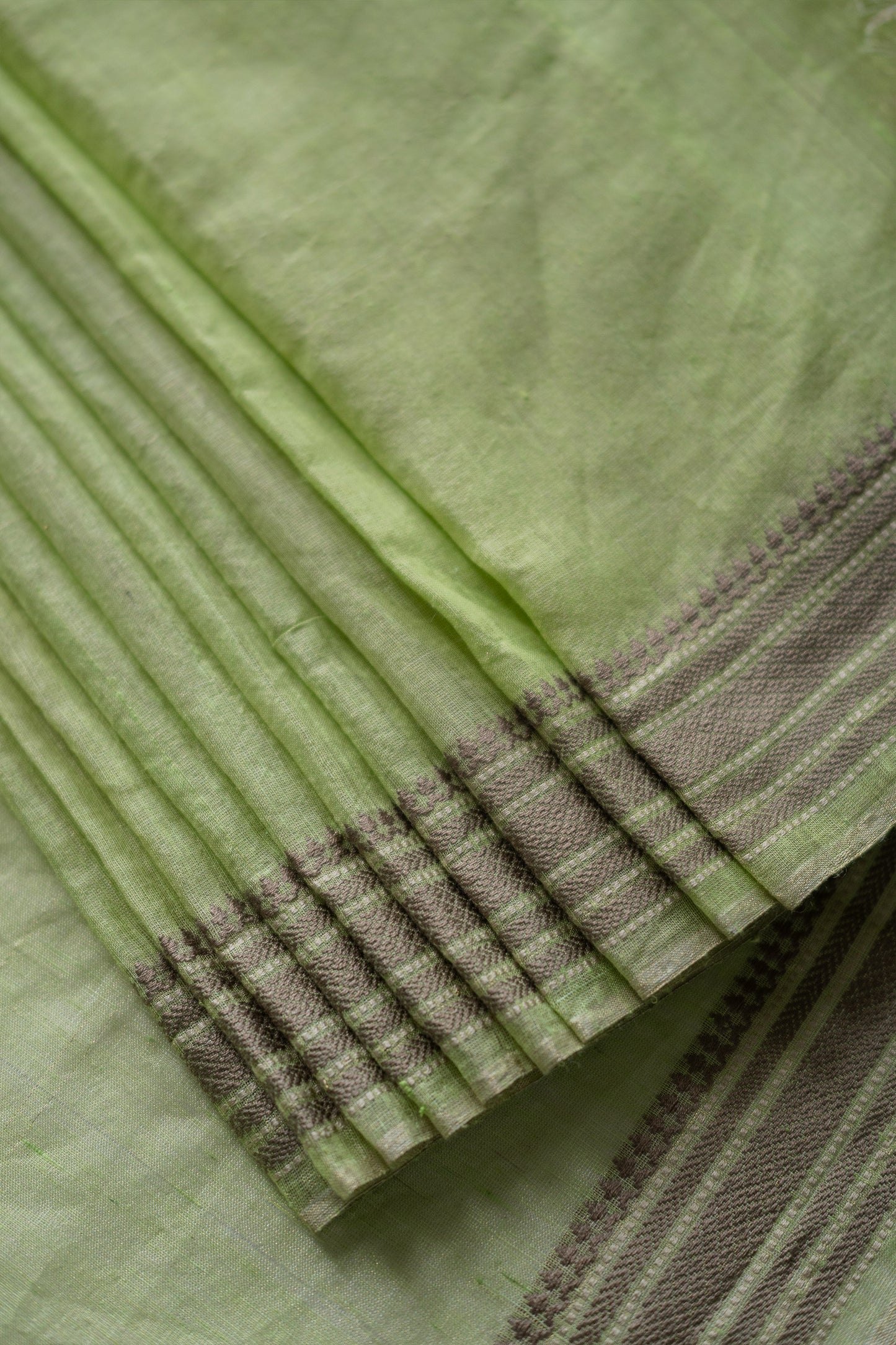 Light Green Silk Tissue Khadi with Dobby Border Saree