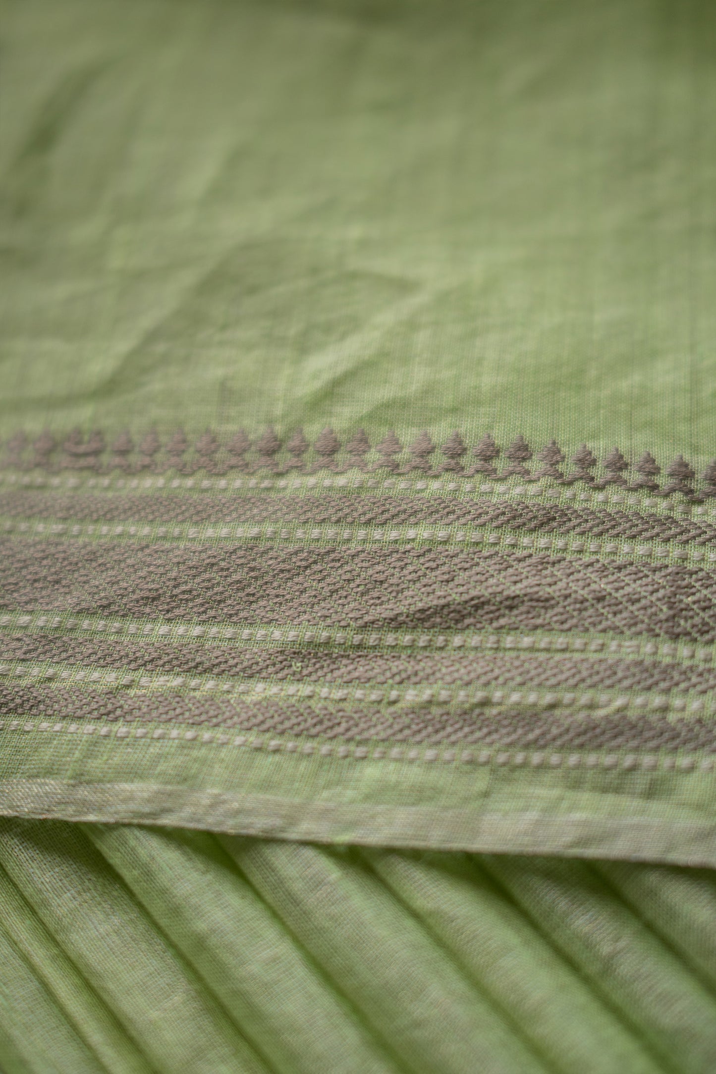 Light Green Silk Tissue Khadi with Dobby Border Saree