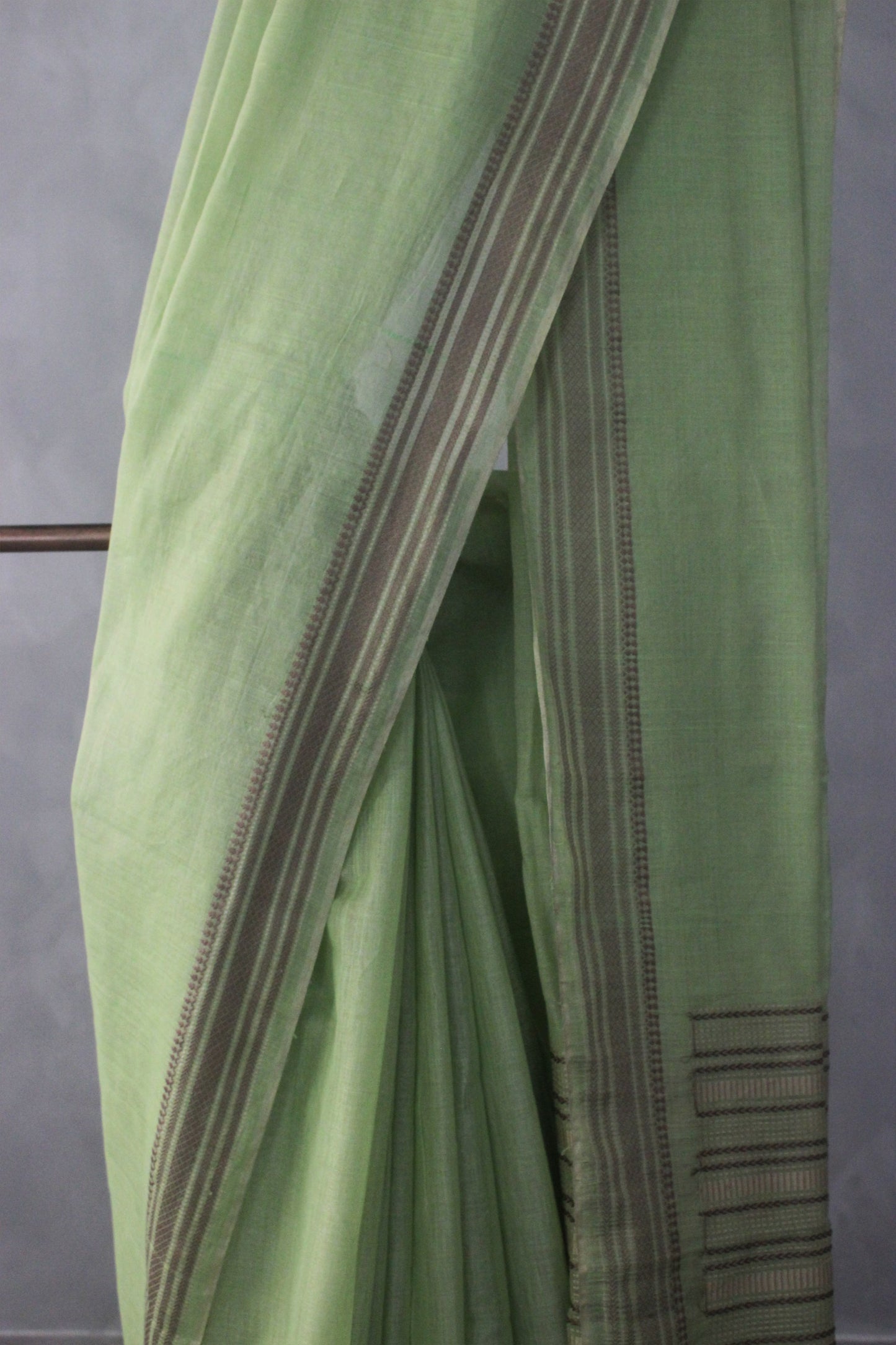 Light Green Silk Tissue Khadi with Dobby Border Saree