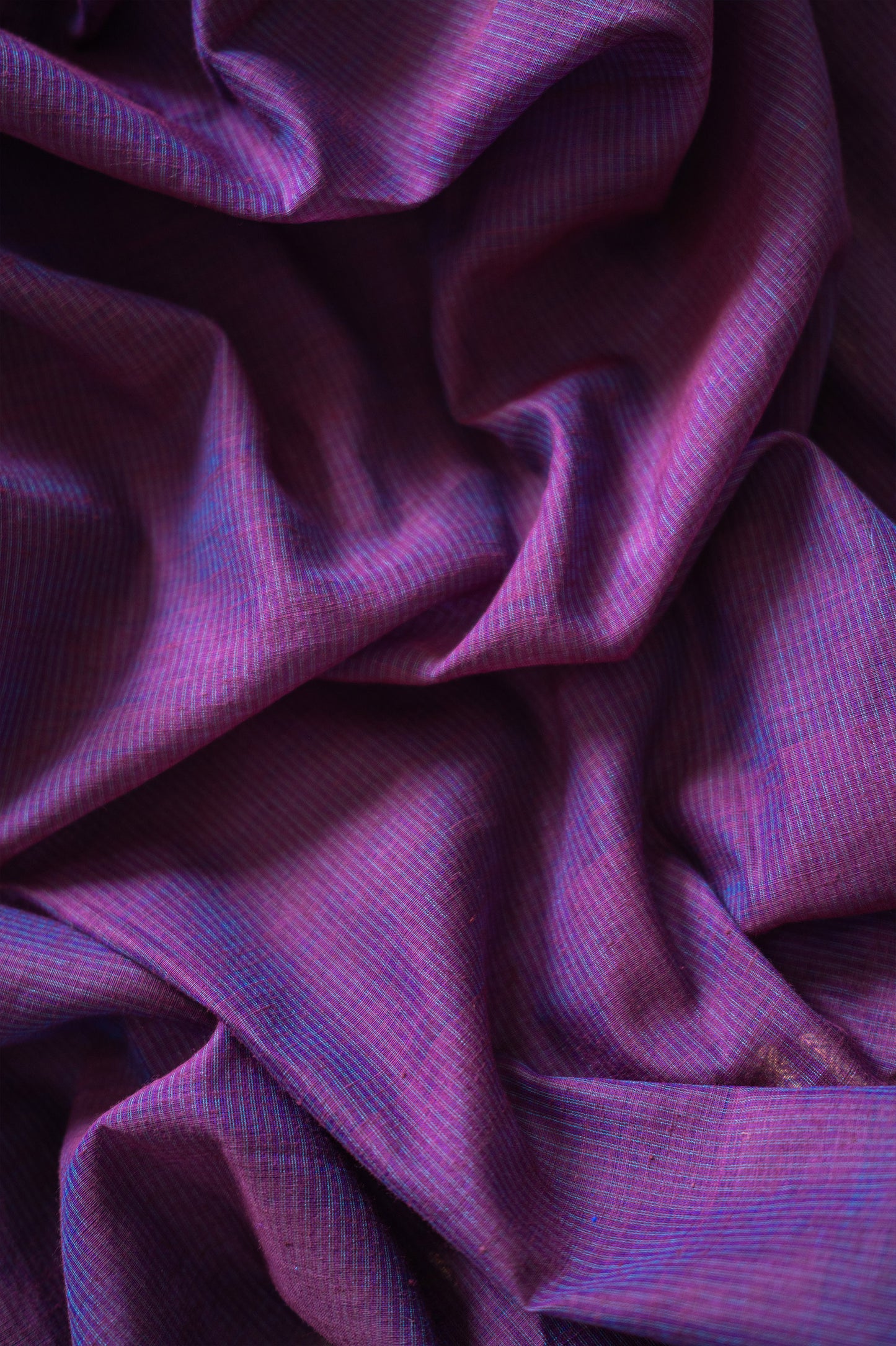 Dark Purple Silk Khadi Saree with Self Stripes & Zari Border Saree