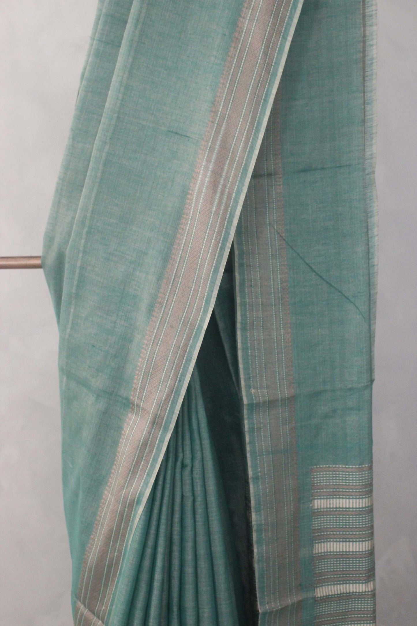 Green Silk Tissue Khadi Saree with Dobby Border Saree