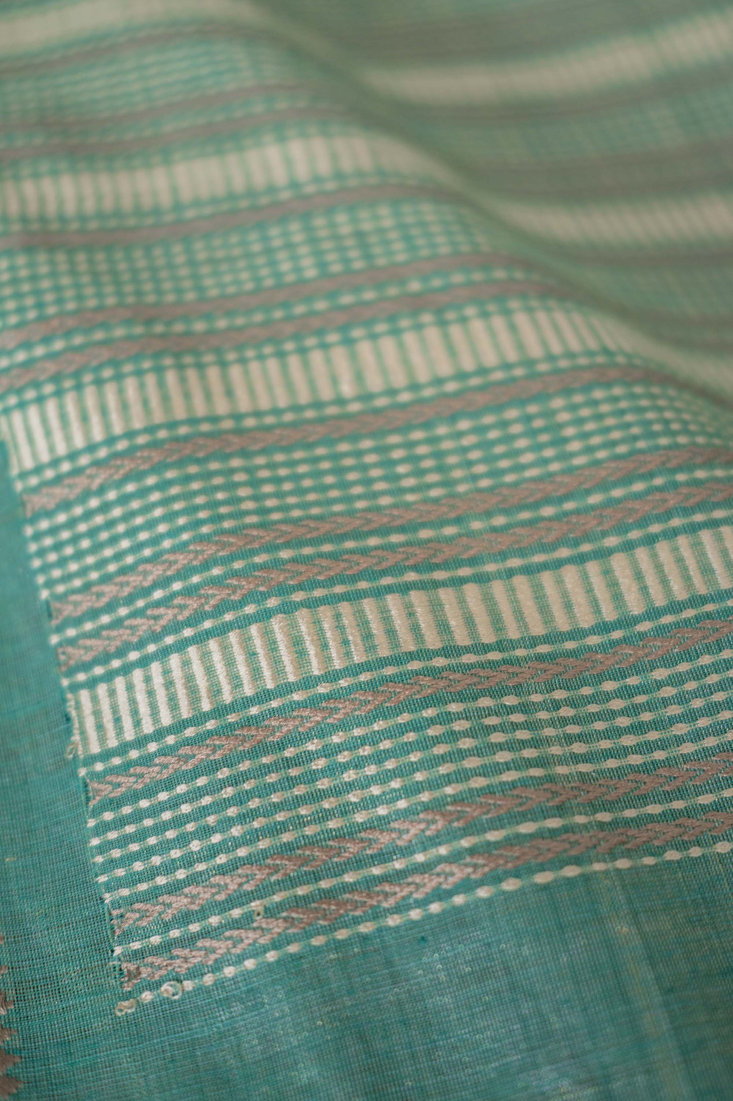 Green Silk Tissue Khadi Saree with Dobby Border Saree