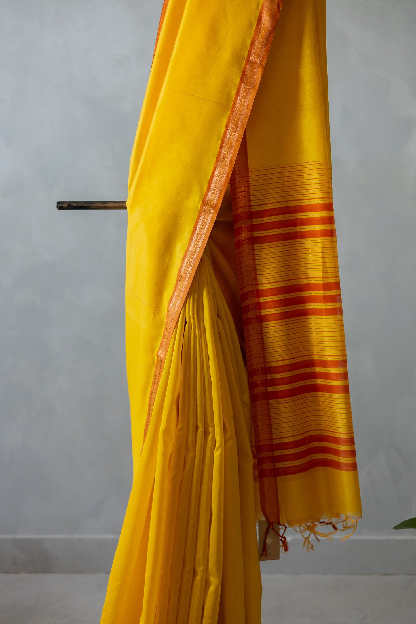 Yellow Maheswari Checks Body Zigzag Border Saree