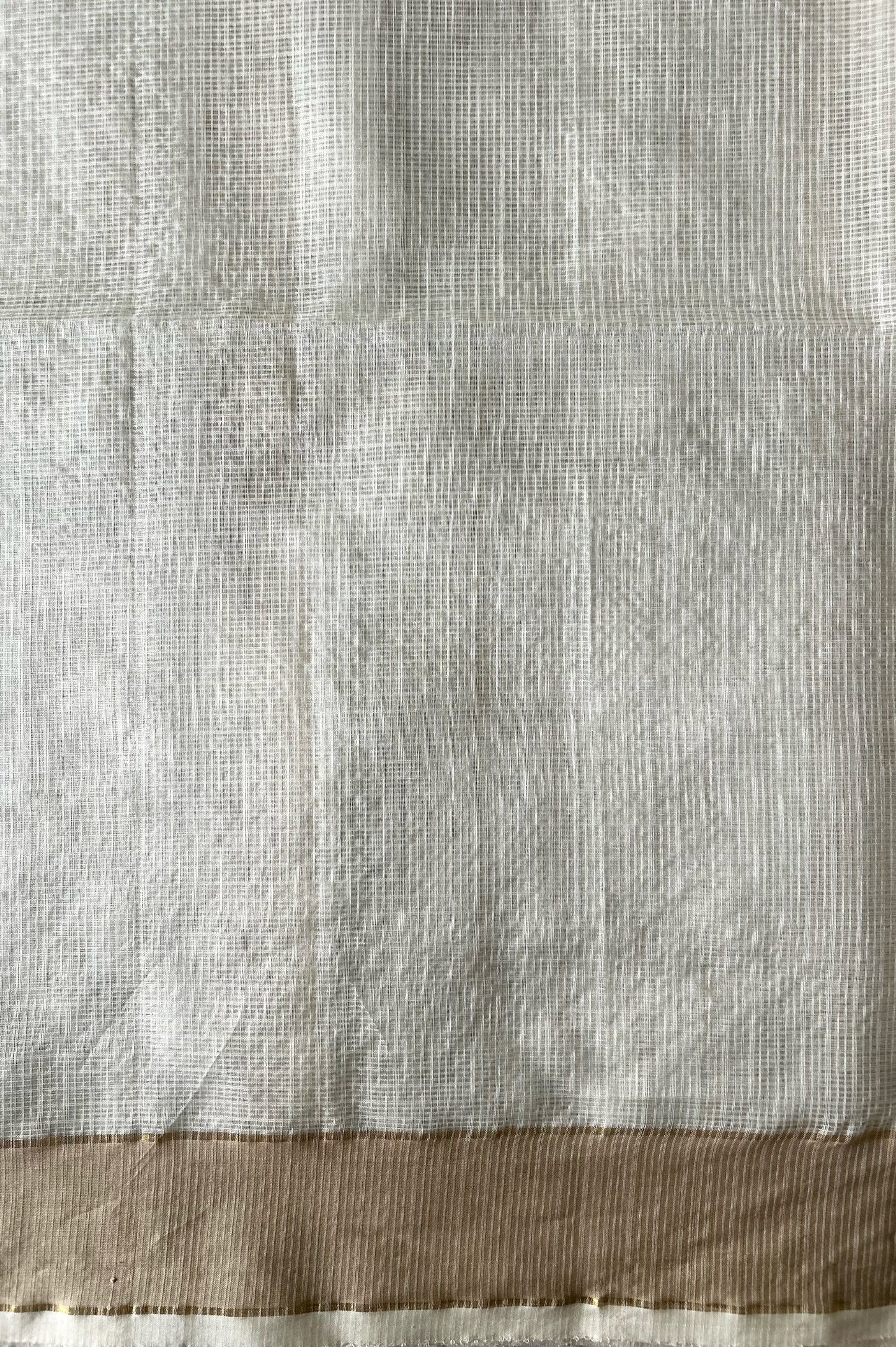 Ivory Kota Cotton Saree with Fine Gold Zari