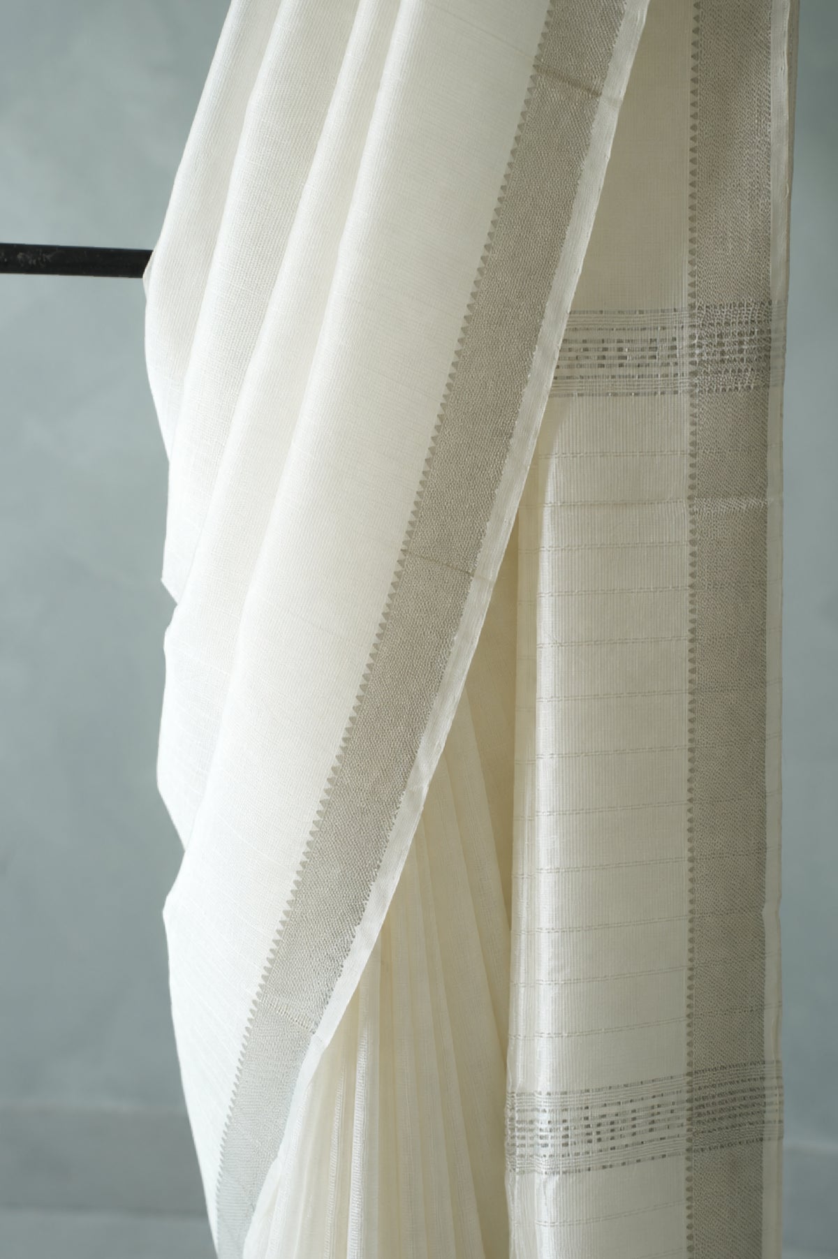Ivory with Silver Border Mangalagiri Silk Cotton Saree