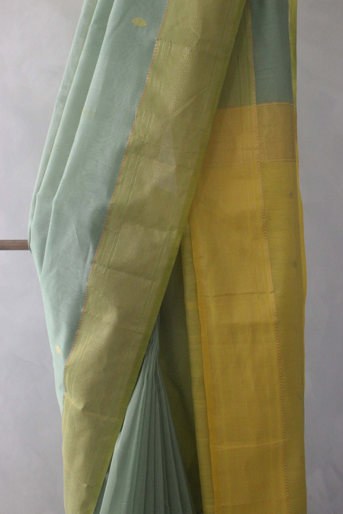 Light Green Zari & Resham Motif with Zari Border Saree