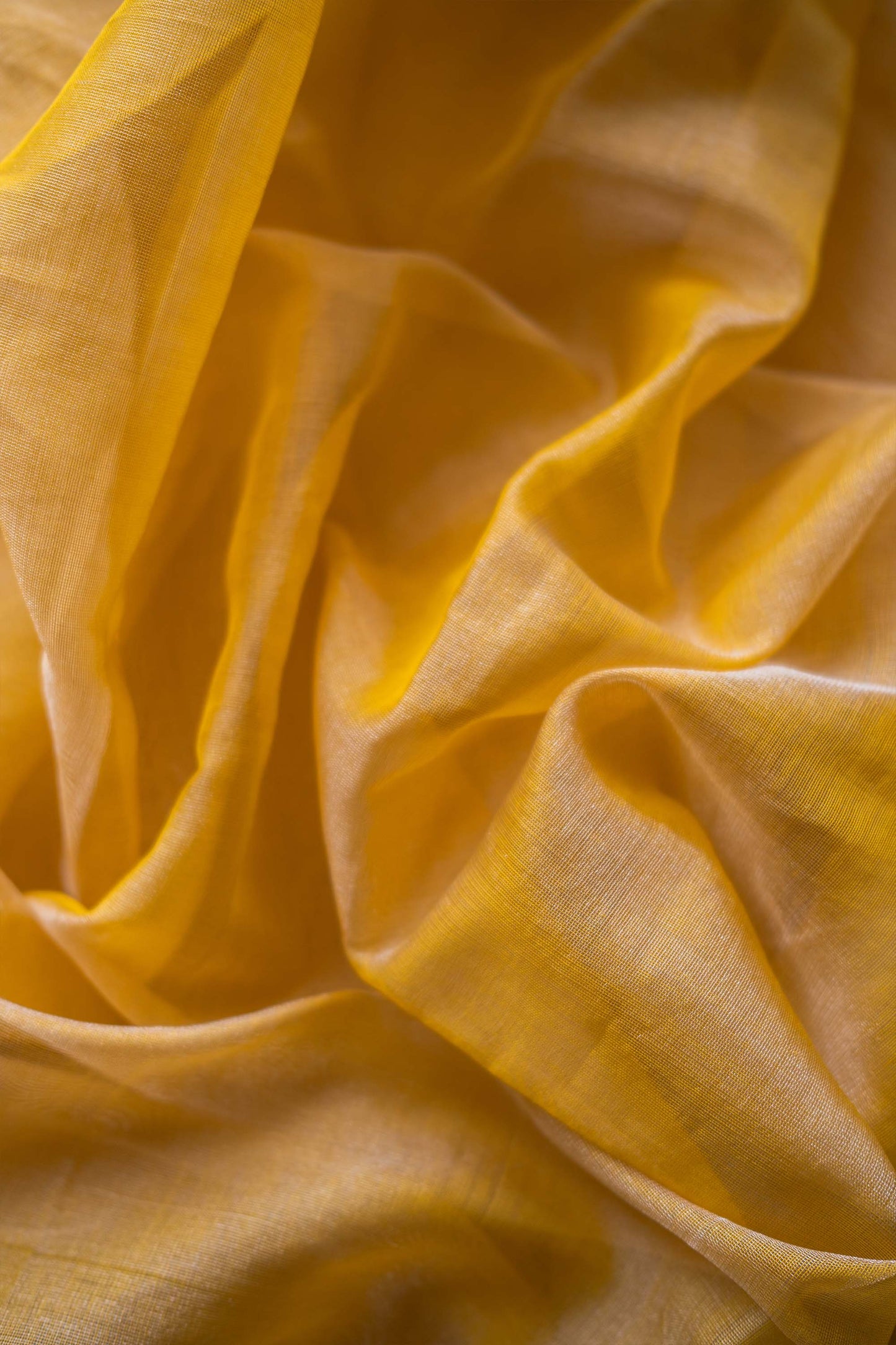 Yellow Mercerised Silk Cotton with Abstract Pallu Saree