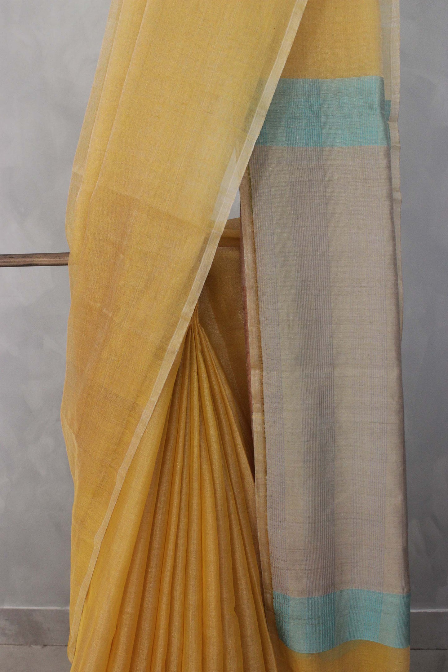 Yellow Mercerised Silk Cotton with Abstract Pallu Saree