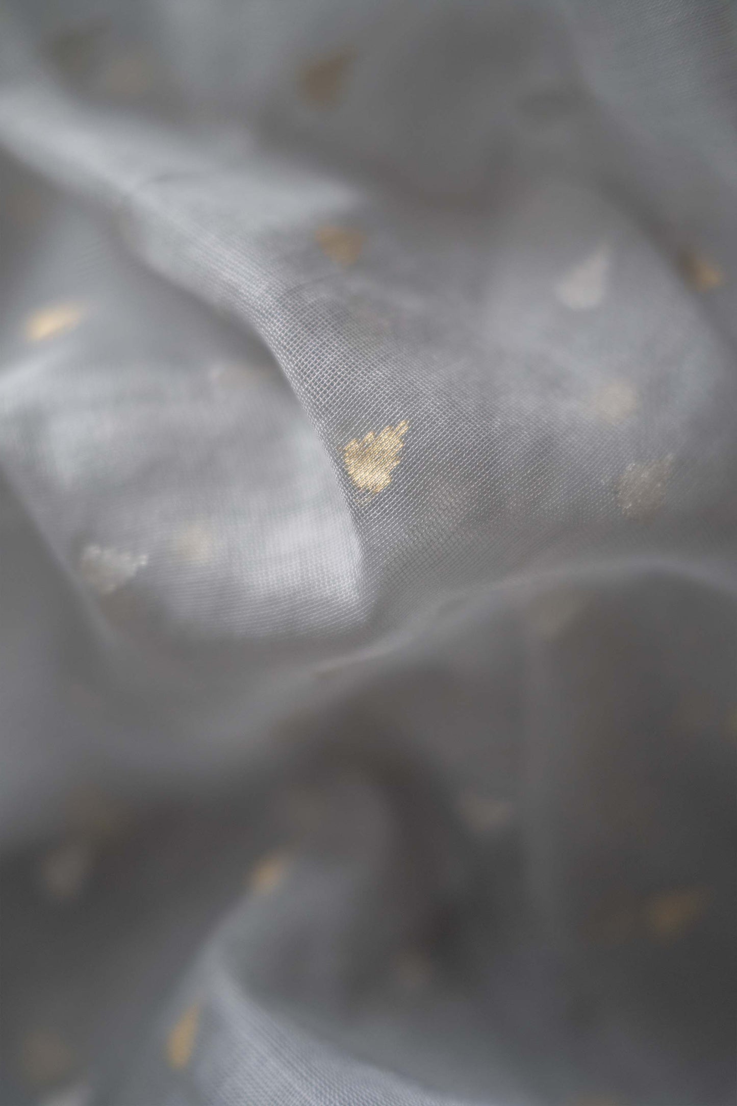 Grey Silk with Mercerized Cotton All over Raindrop Motif Saree