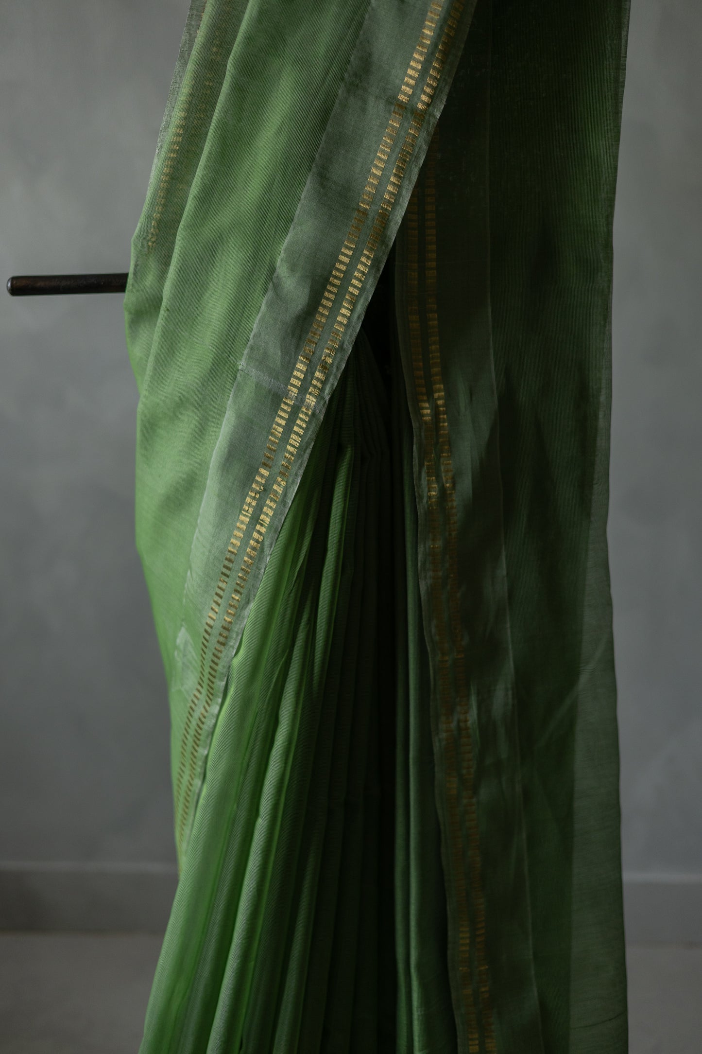 Green Silk Cotton with Barcode Zari Border Saree