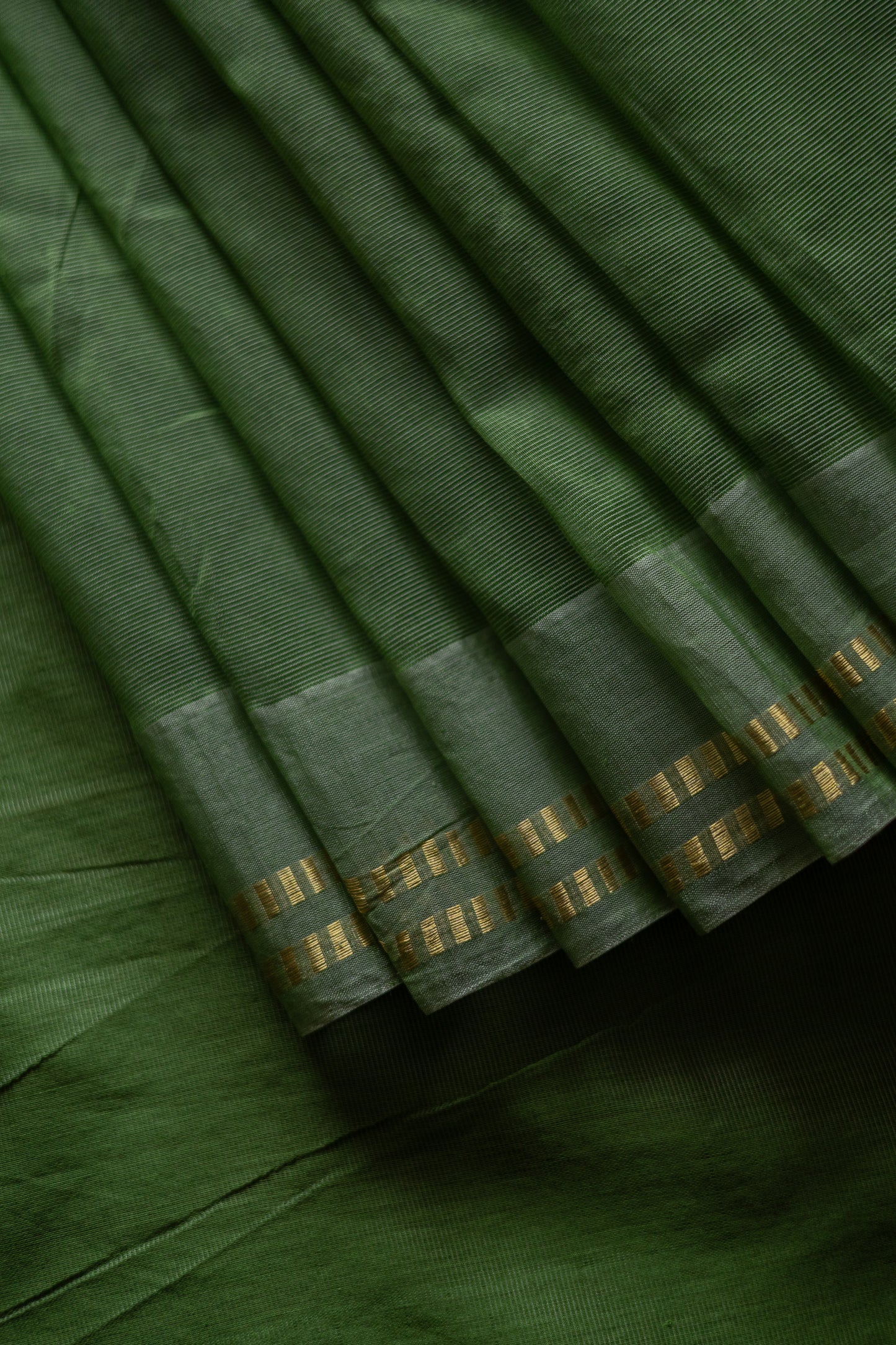 Green Silk Cotton with Barcode Zari Border Saree