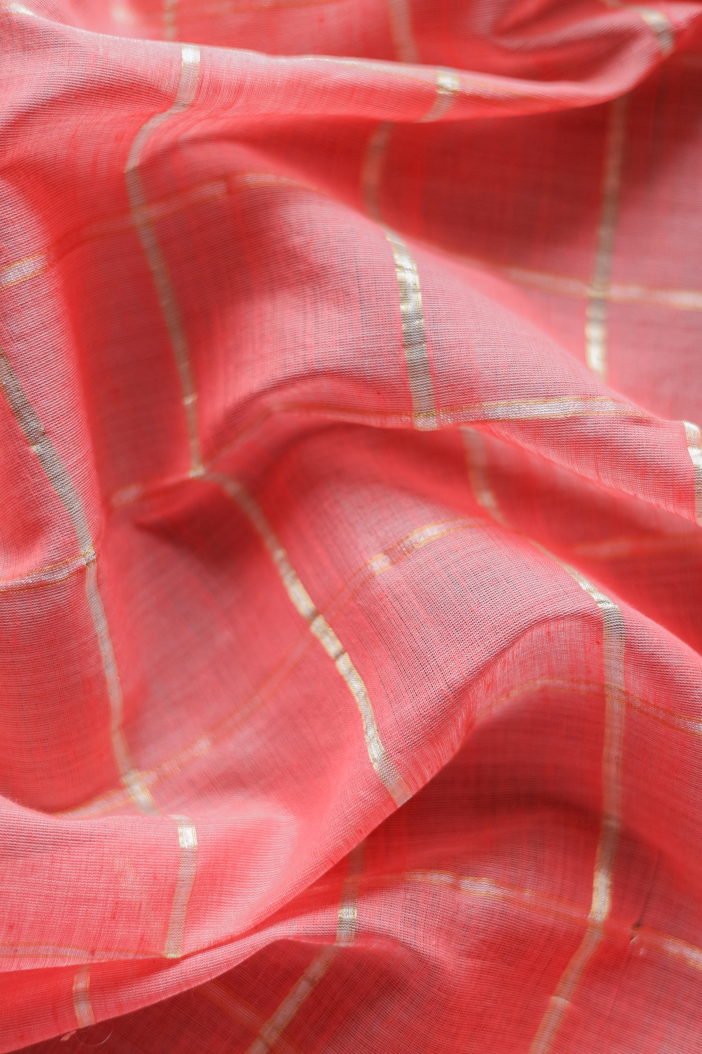 Pink Tussar Khadi All Over Big Zari Checked with Plain Zari Border Saree